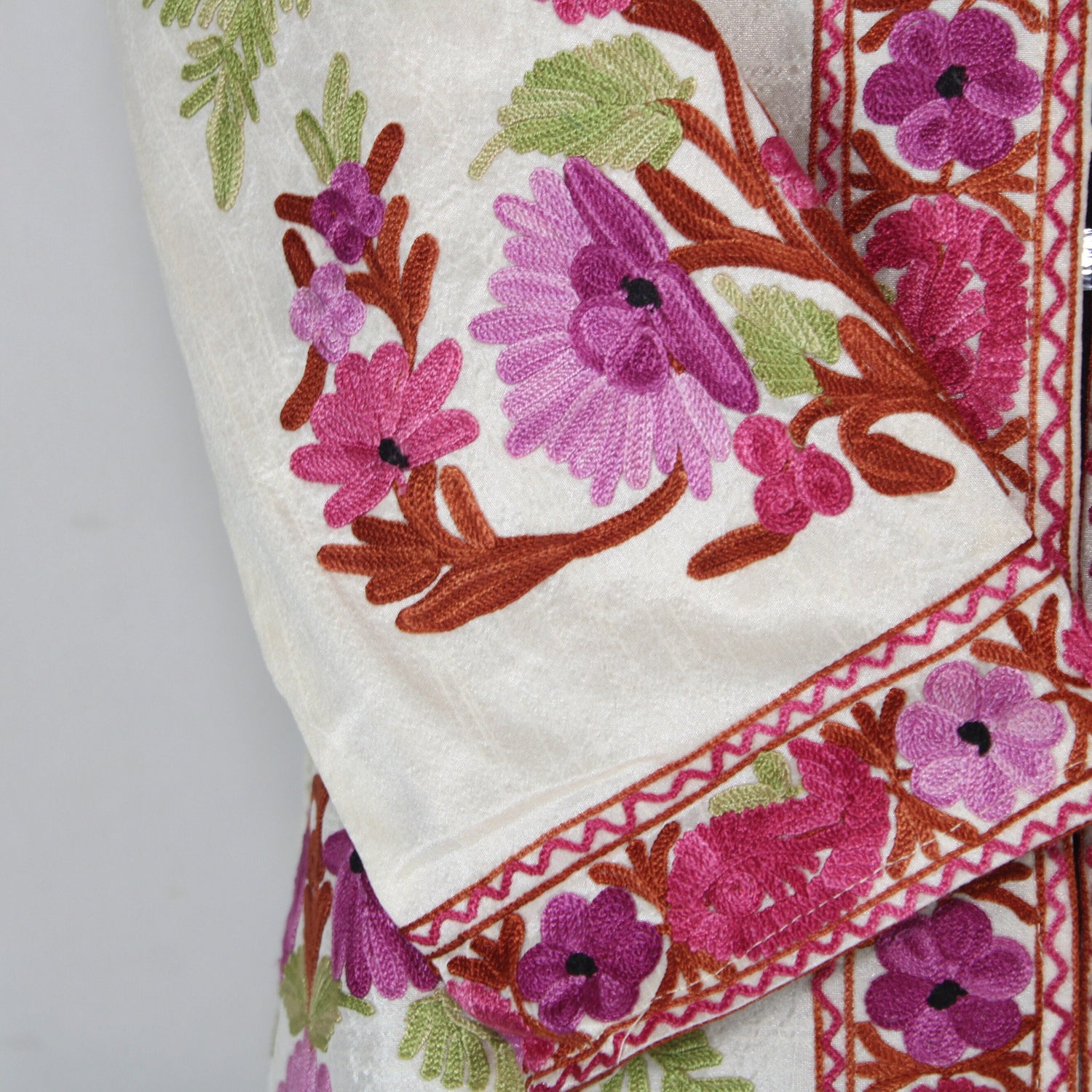 Bohemian Silk Kashmiri Jacket, Long Embroidered Coat, Elegant Summer Outfit, BATIN