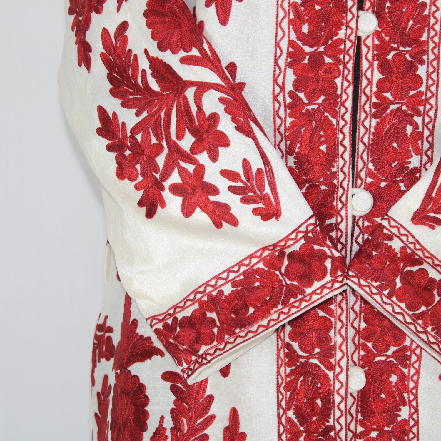 Kashmiri Jacket, embroidered silk jacket, long length coat, Bohemian Jacket, embroidered jacket, long embroidered coat, silk summer jacket - BATIN