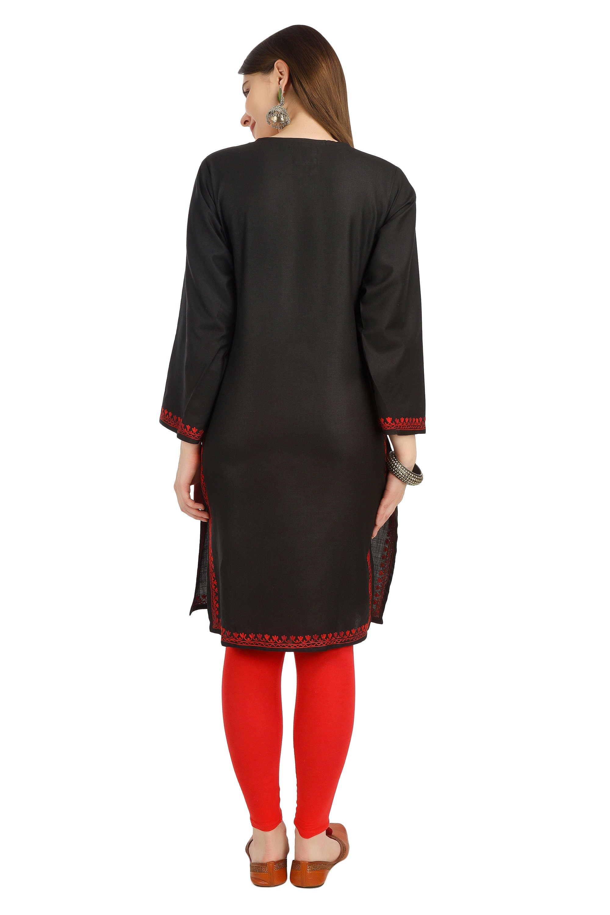 Aari Embroidered Cotton Kashmiri Kurti for Women, Indian Kurtis,