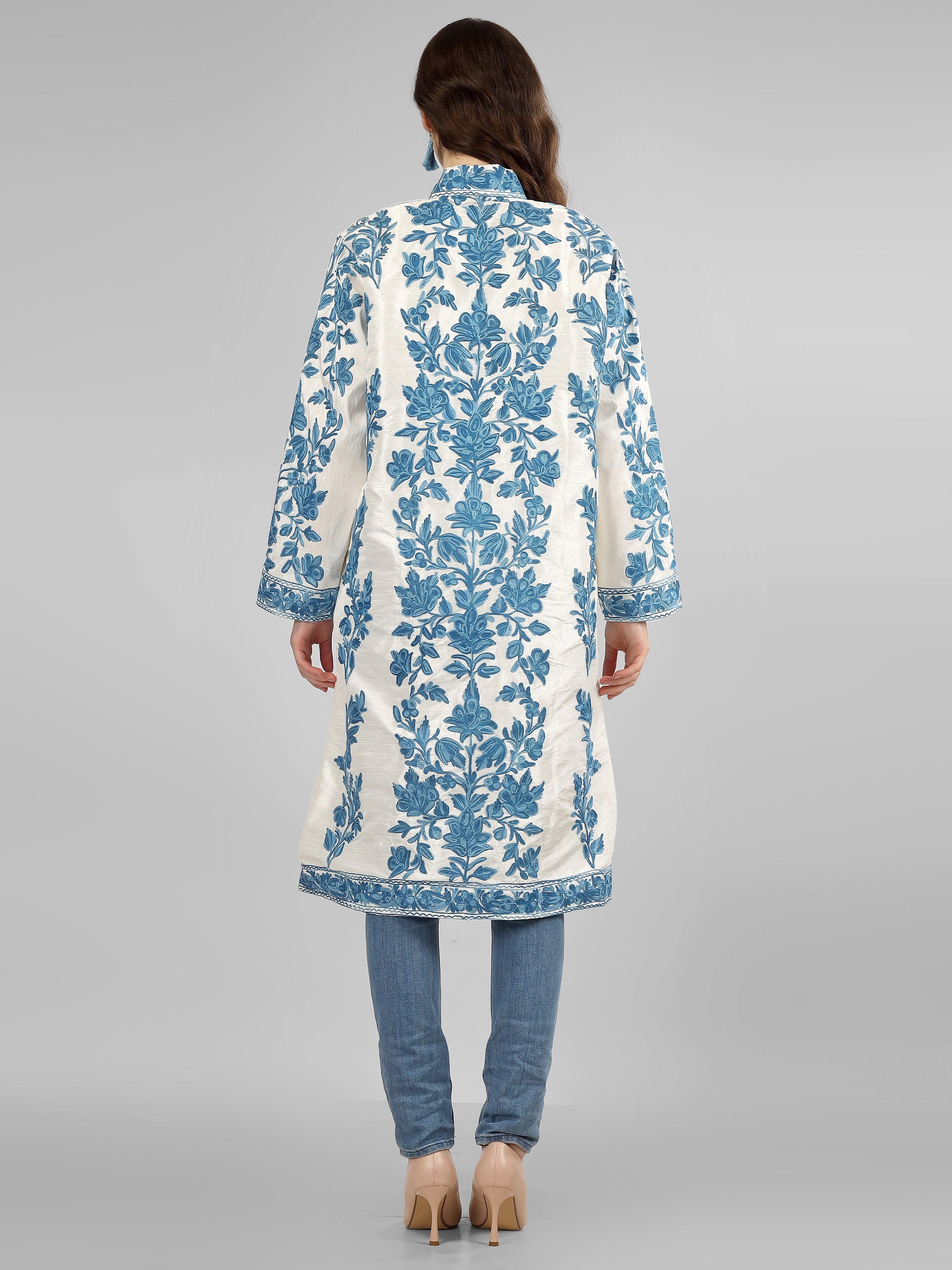 Luxurious Kashmiri Embroidered Coat: Long wool Jacket for Boho Vibes BATIN