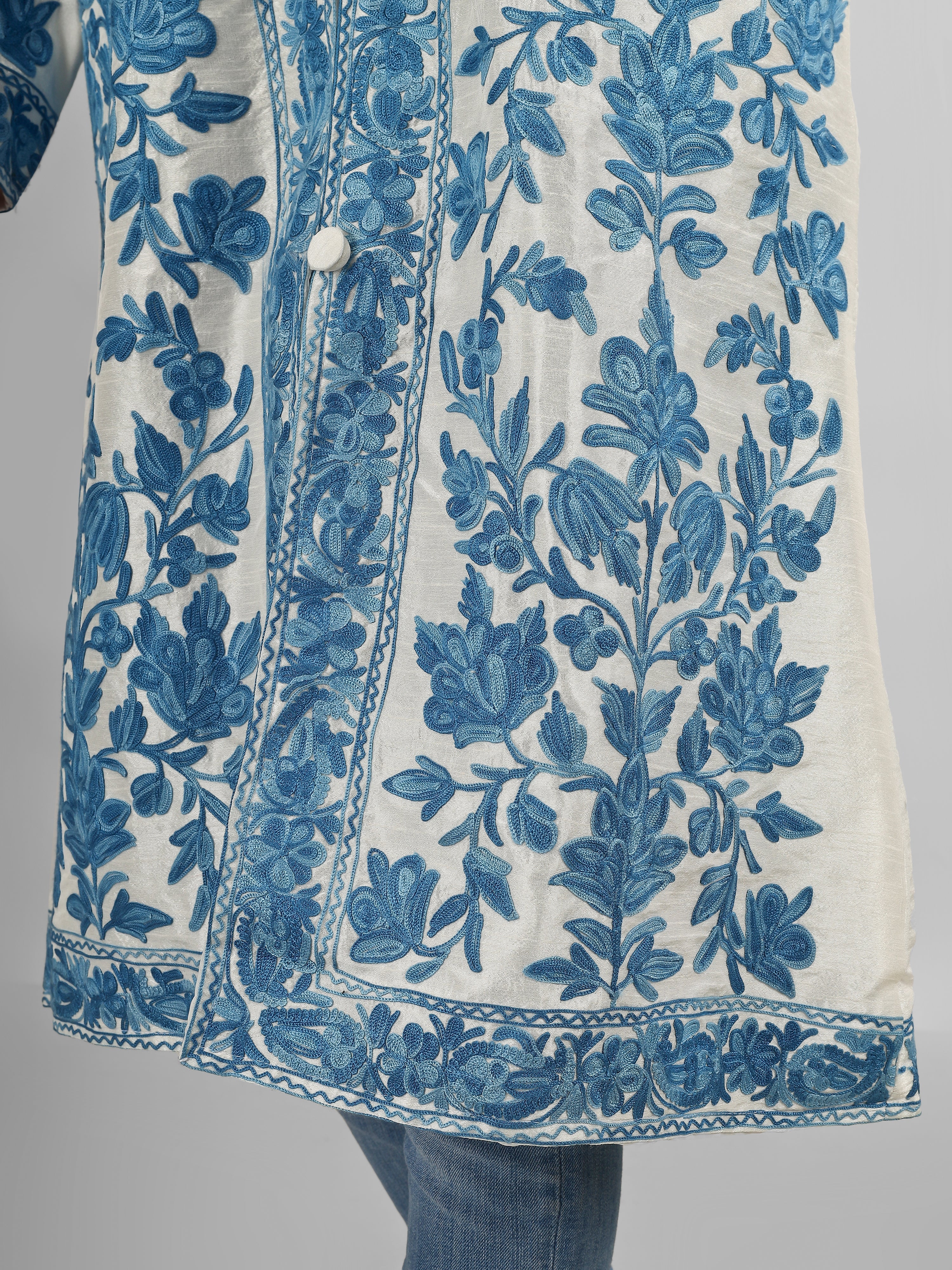Luxurious Kashmiri Embroidered Coat: Long wool Jacket for Boho Vibes BATIN