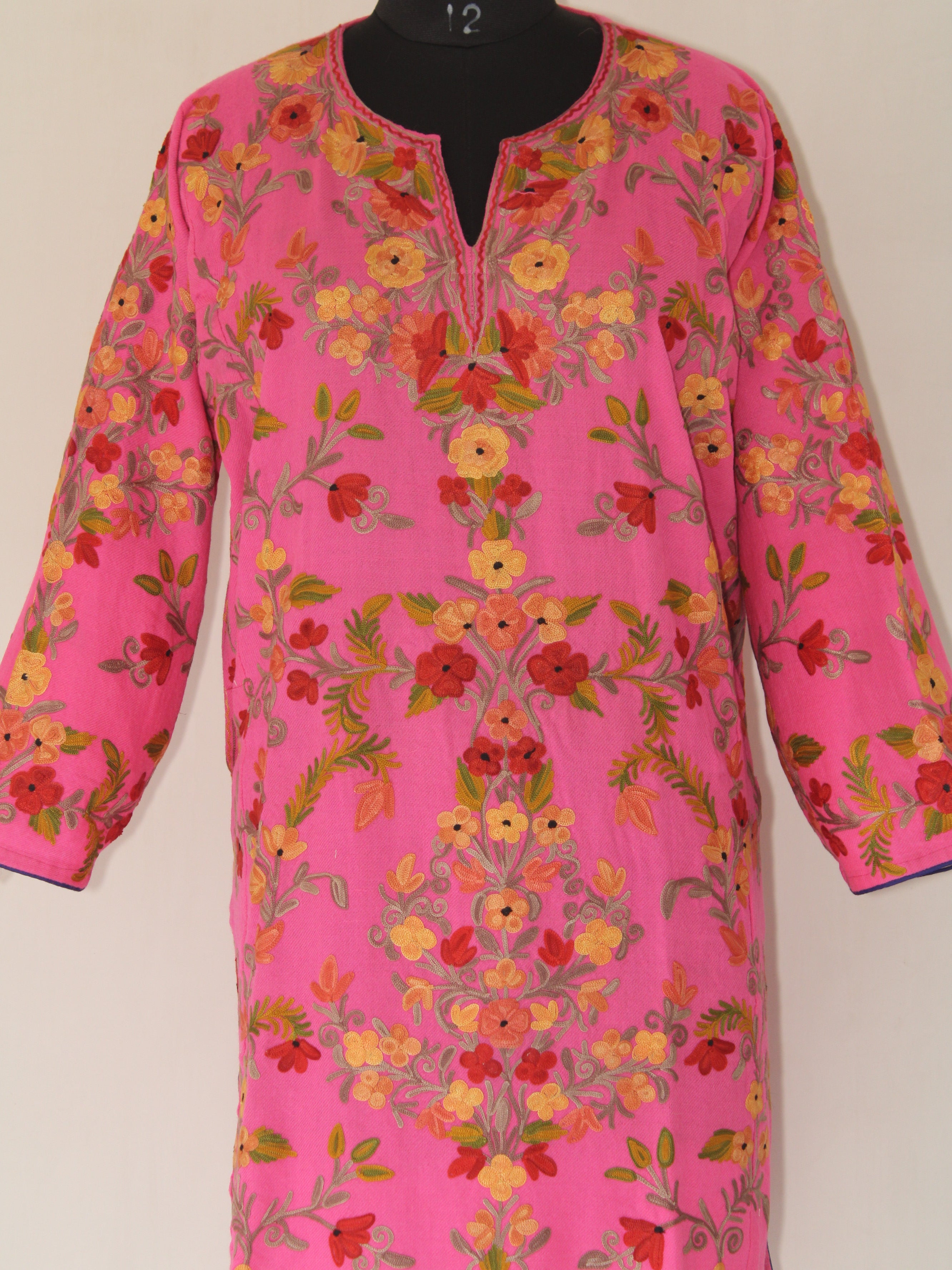 Kashmiri Pheran, Aari Embroidered Pheran, Women Tunics, Indian Kurtis, Ethnic Wear, Indo Western Wear, Traditional Pheran, Woollen Kurti BATIN