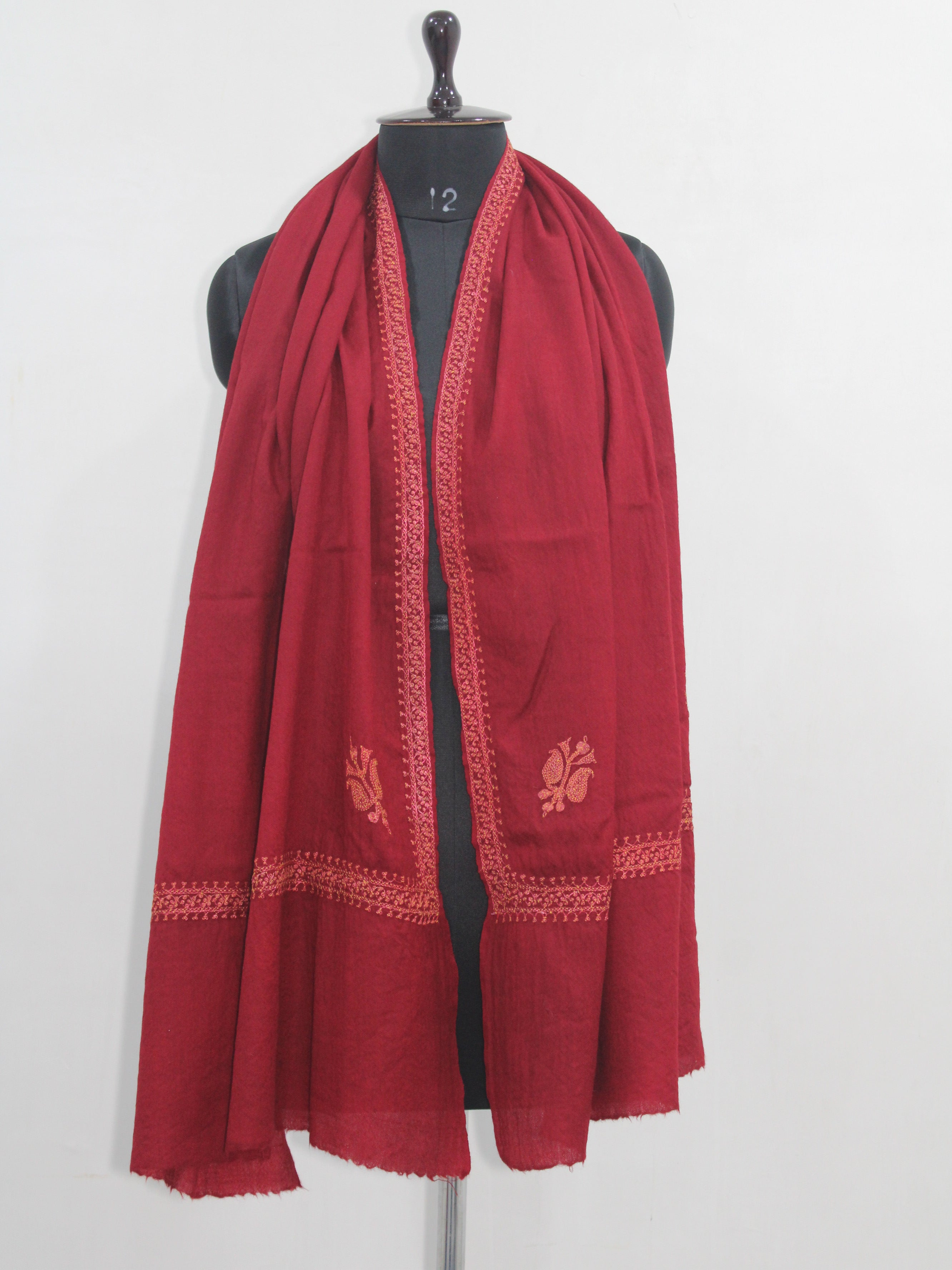Tilla Hand Embroidered Indian Purewool Stole, Kashmiri Handmade Scarf BATIN