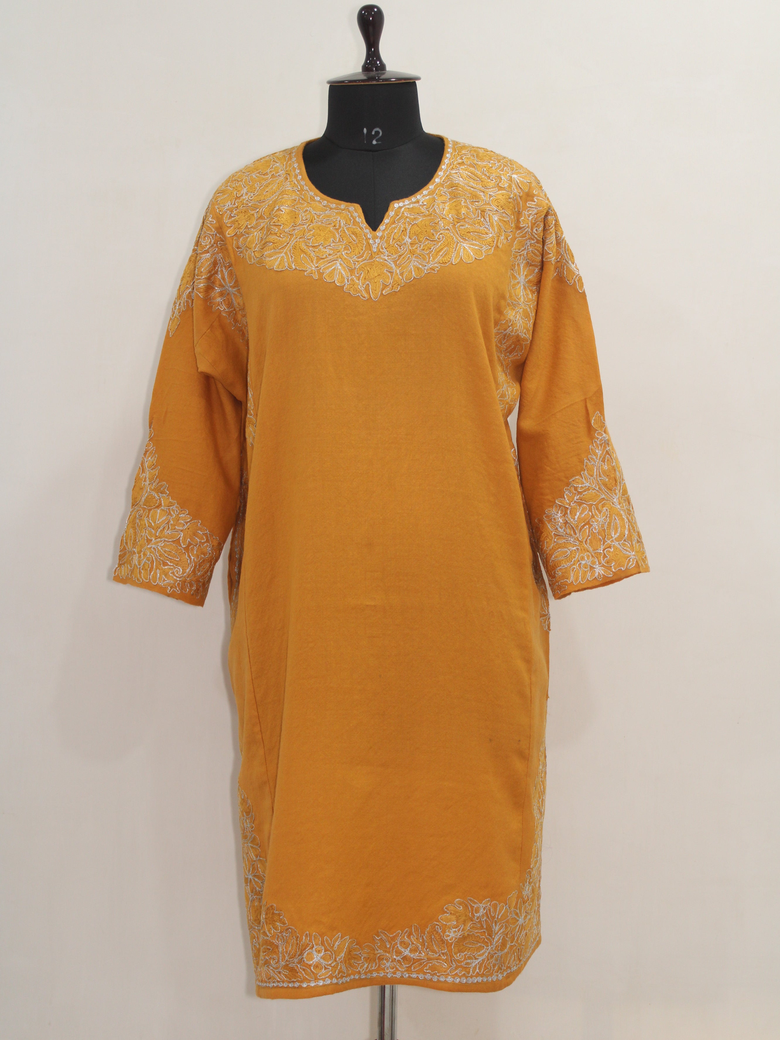 Kashmiri Aari Embroidered Woolen Pheran, Loose Fit Kurta for Women, Designer Pheran