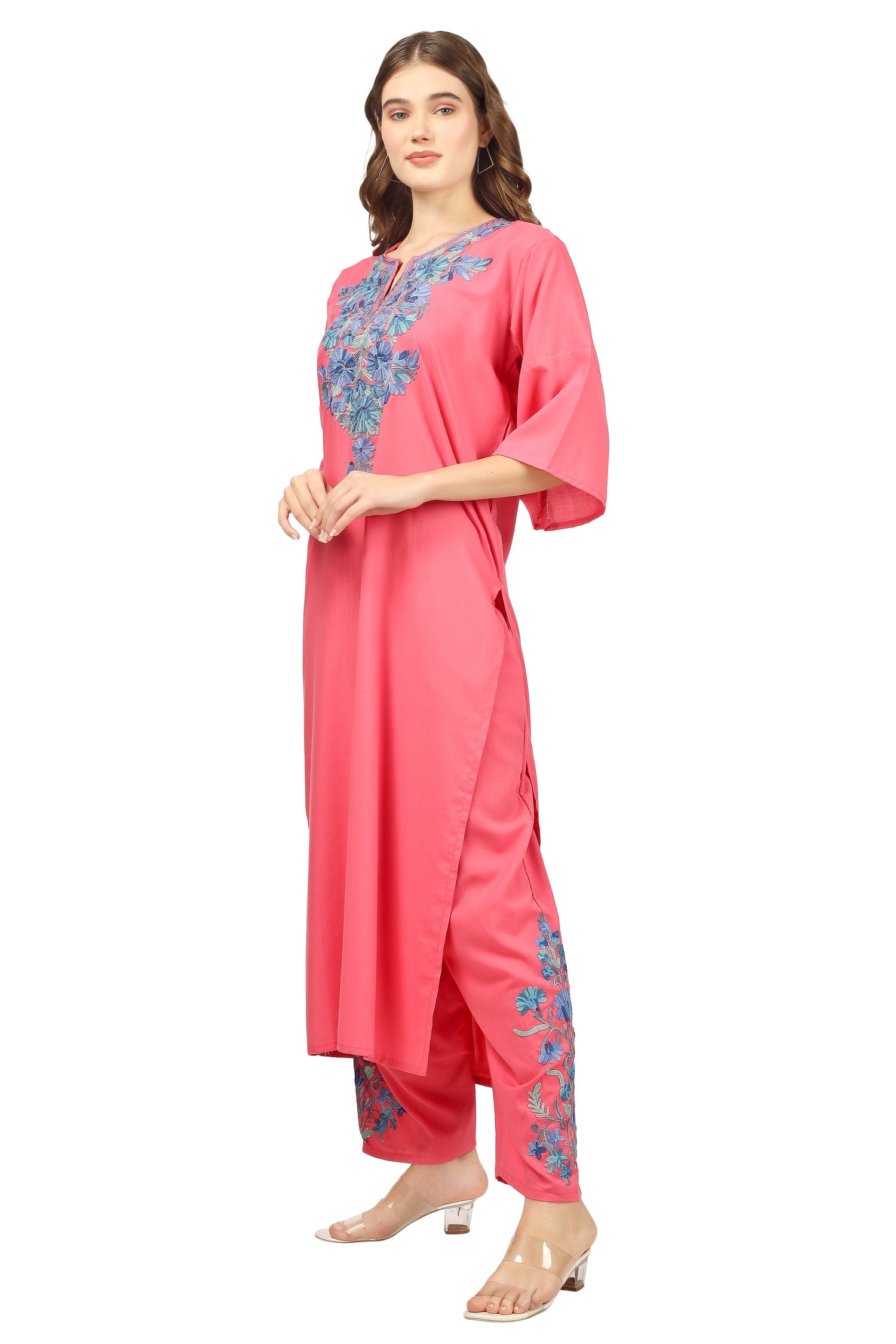 Kashmiri Aari Embroidered Cotton Kurti Pant Set BATIN