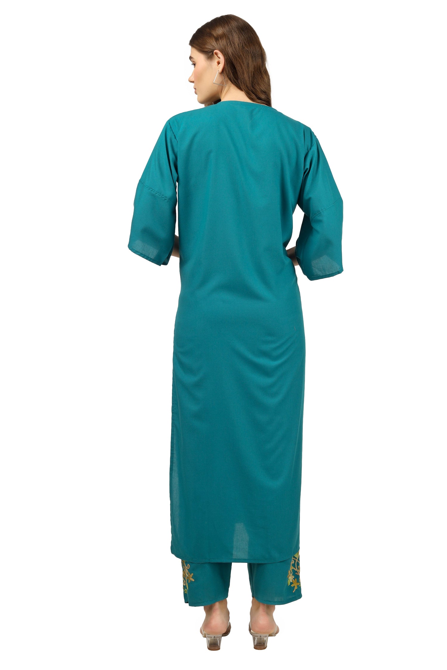Kashmiri Aari Embroidered Cotton Kurti Pant Set BATIN