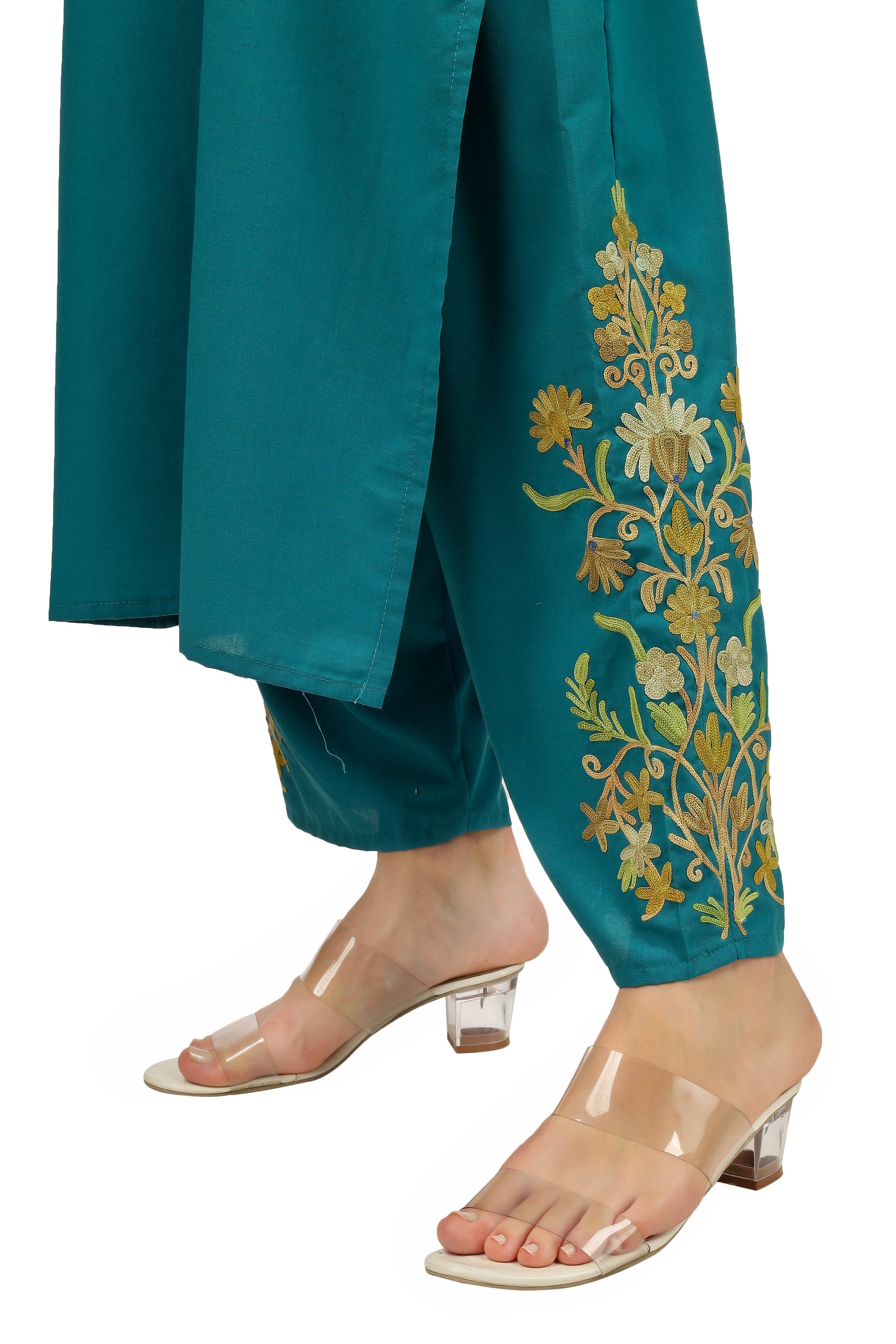 Kashmiri Aari Embroidered Cotton Kurti Pant Set BATIN