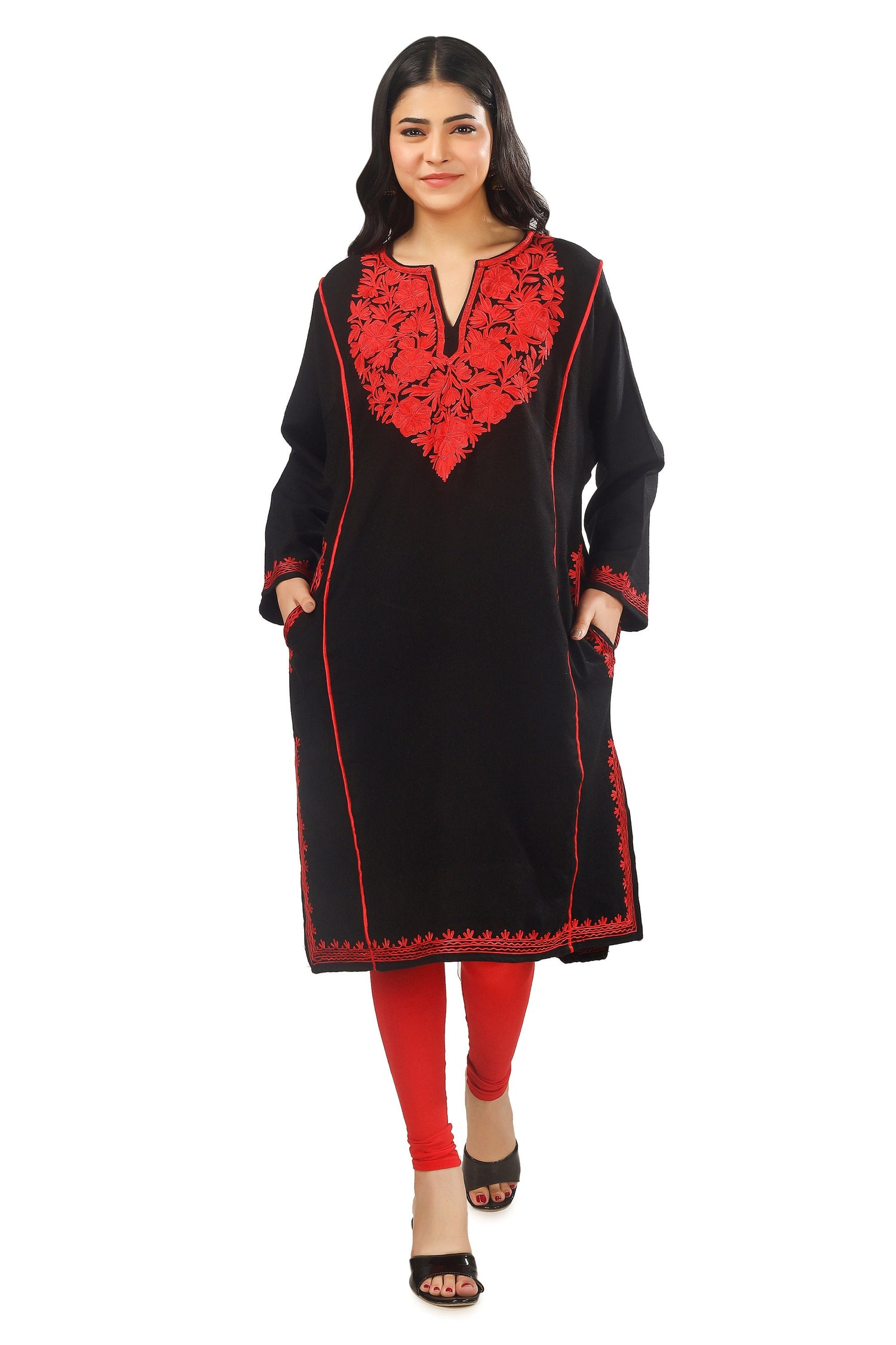 Kashmiri Pheran, Aari Embroidered Pheran, Women Tunics, Indian Kurtis, Ethnic Wear, Indo Western Wear, Traditional Pheran