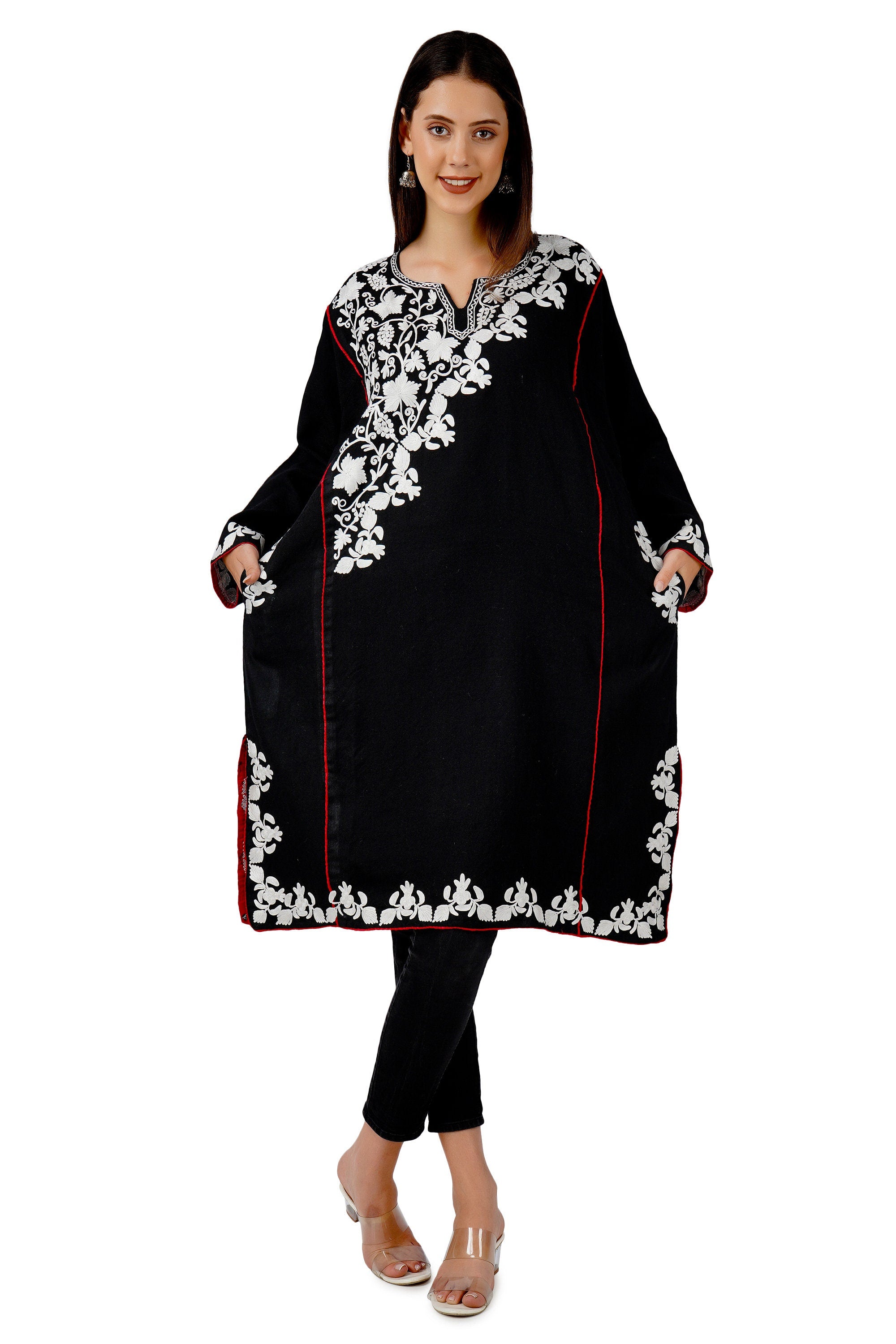 Kashmiri Pheran, Aari Embroidered Pheran, Women Tunics, Indian Kurtis, Ethnic Wear, Indo Western Wear, Traditional Pheran