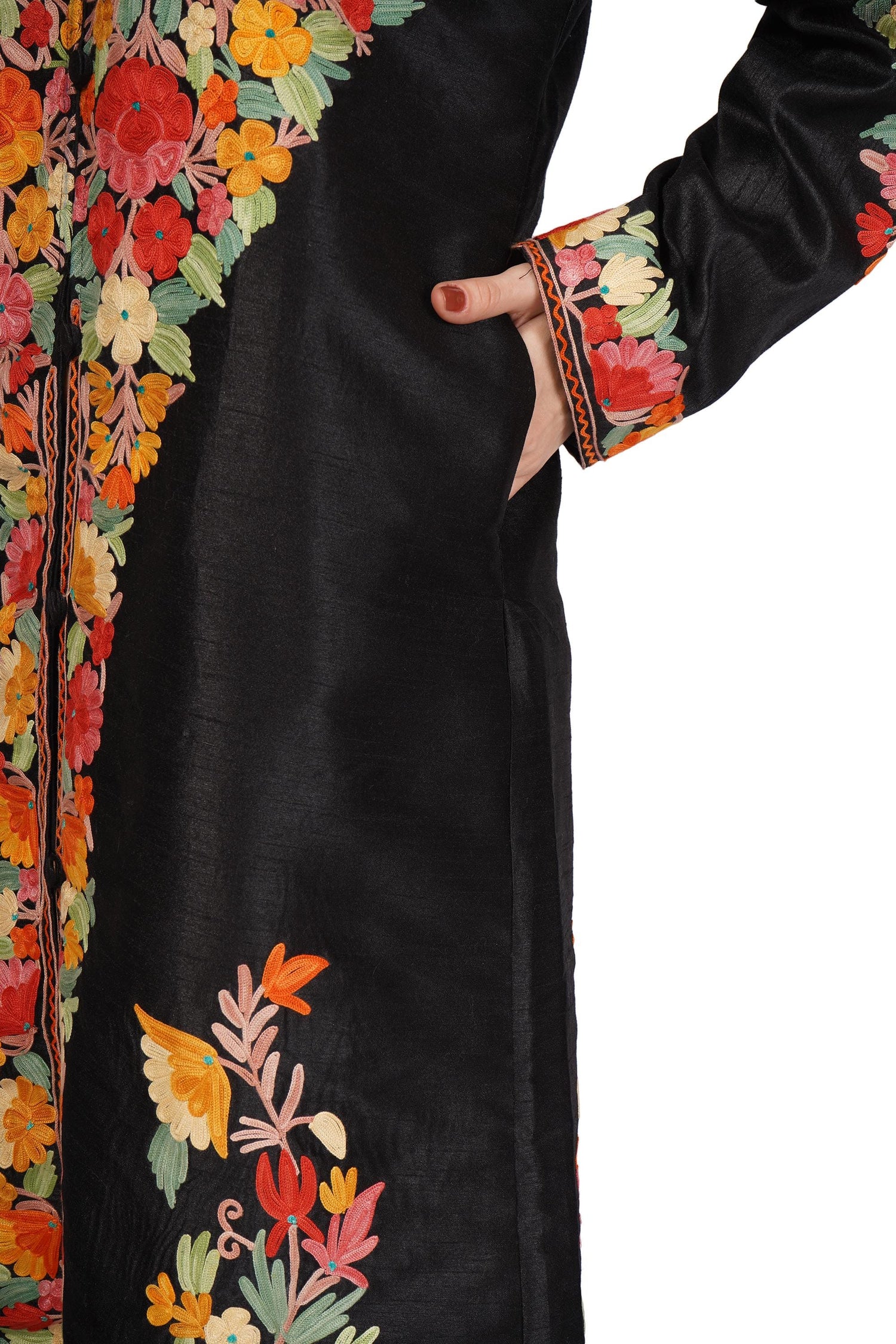 Kashmiri Jacket, Embroidered Wool Jacket, Long Length Coat, Bohemian Jacket, Embroidered Jacket, Long Embroidered Coat, wool winter Jacket