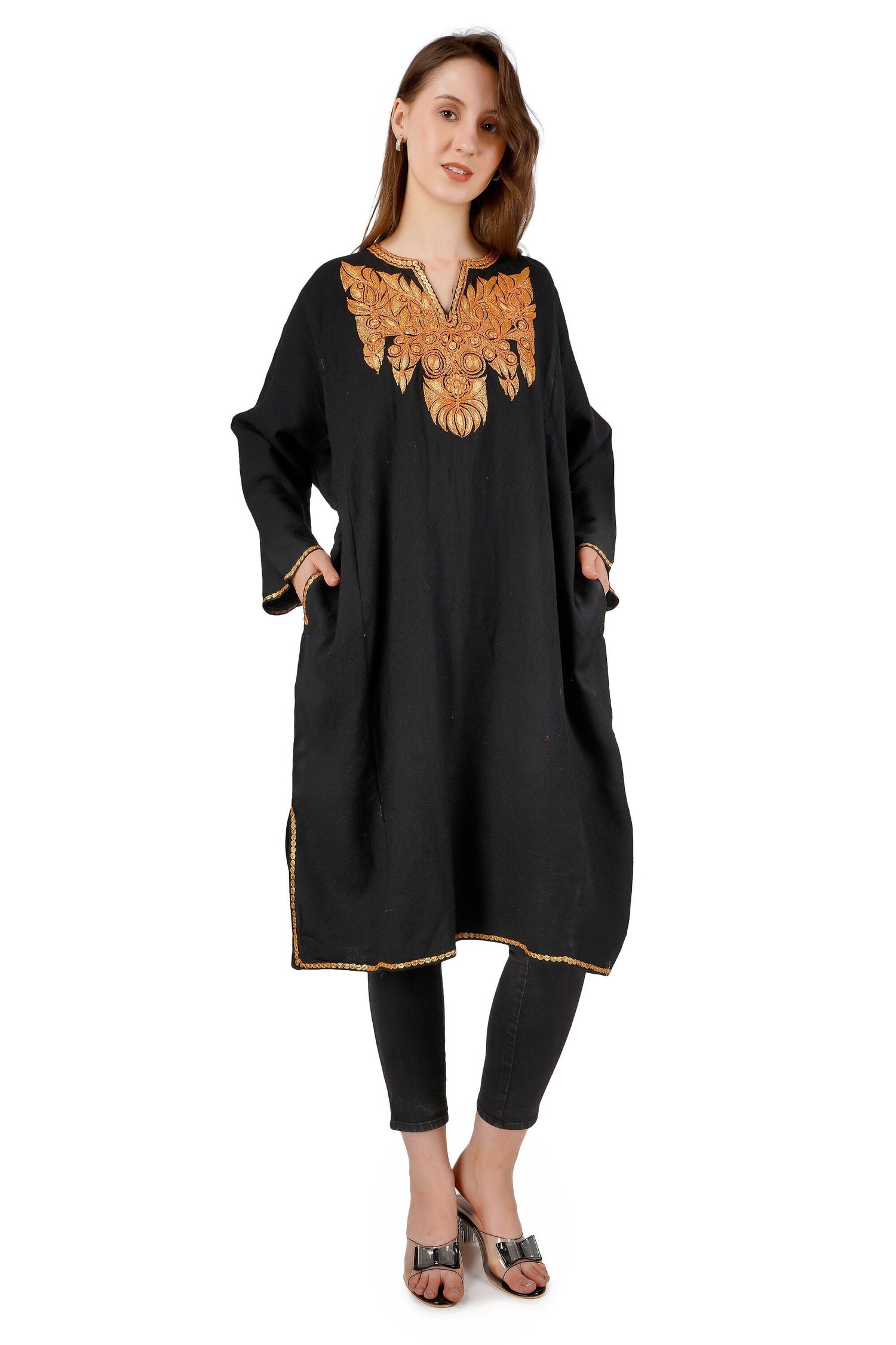 Kashmiri Pheran, Tilla Embroidered Pheran, Women Tunics, Indian Kurtis, Ethnic Wear, Indo Western Wear, Traditional Pheran