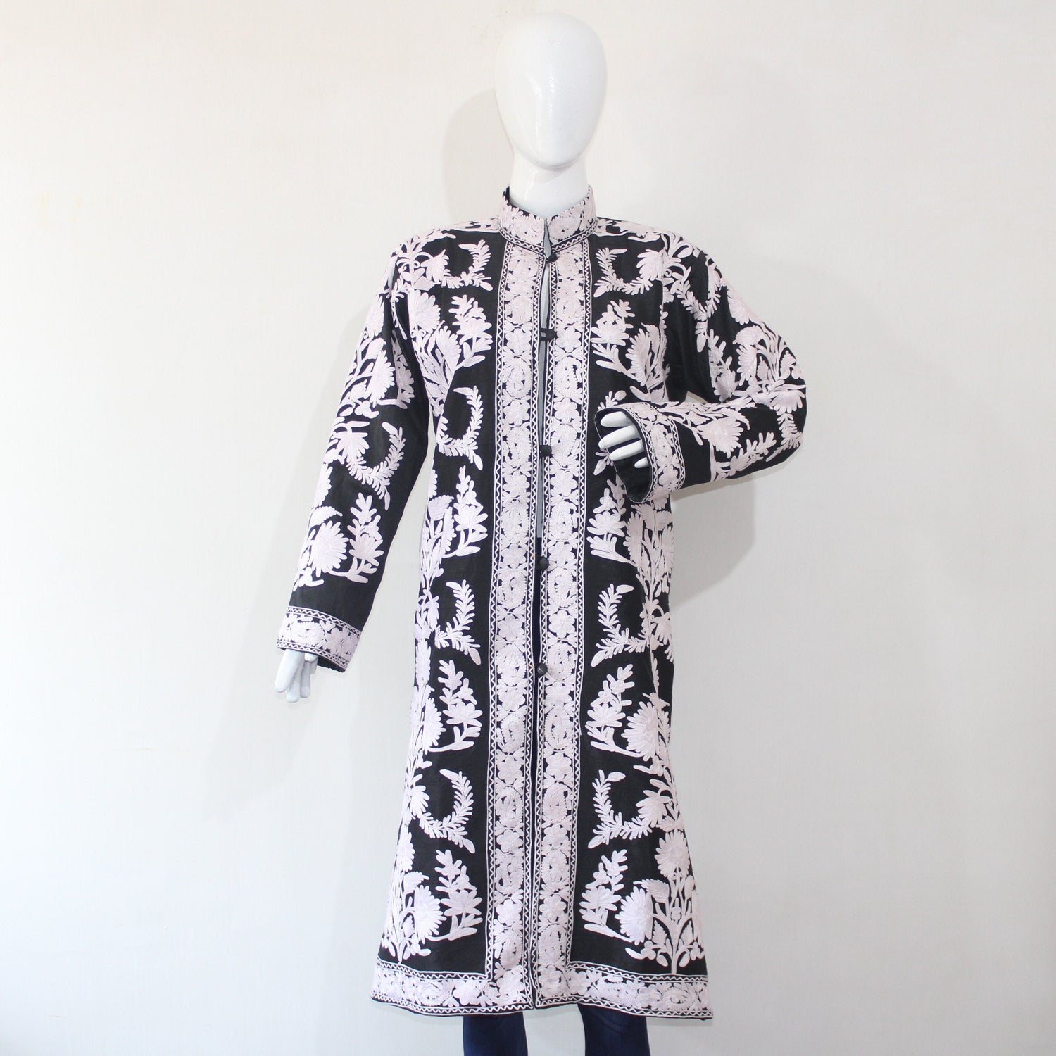 Kashmiri Jacket, embroidered silk jacket, long length coat, Bohemian Jacket, embroidered jacket, long embroidered coat, silk summer jacket