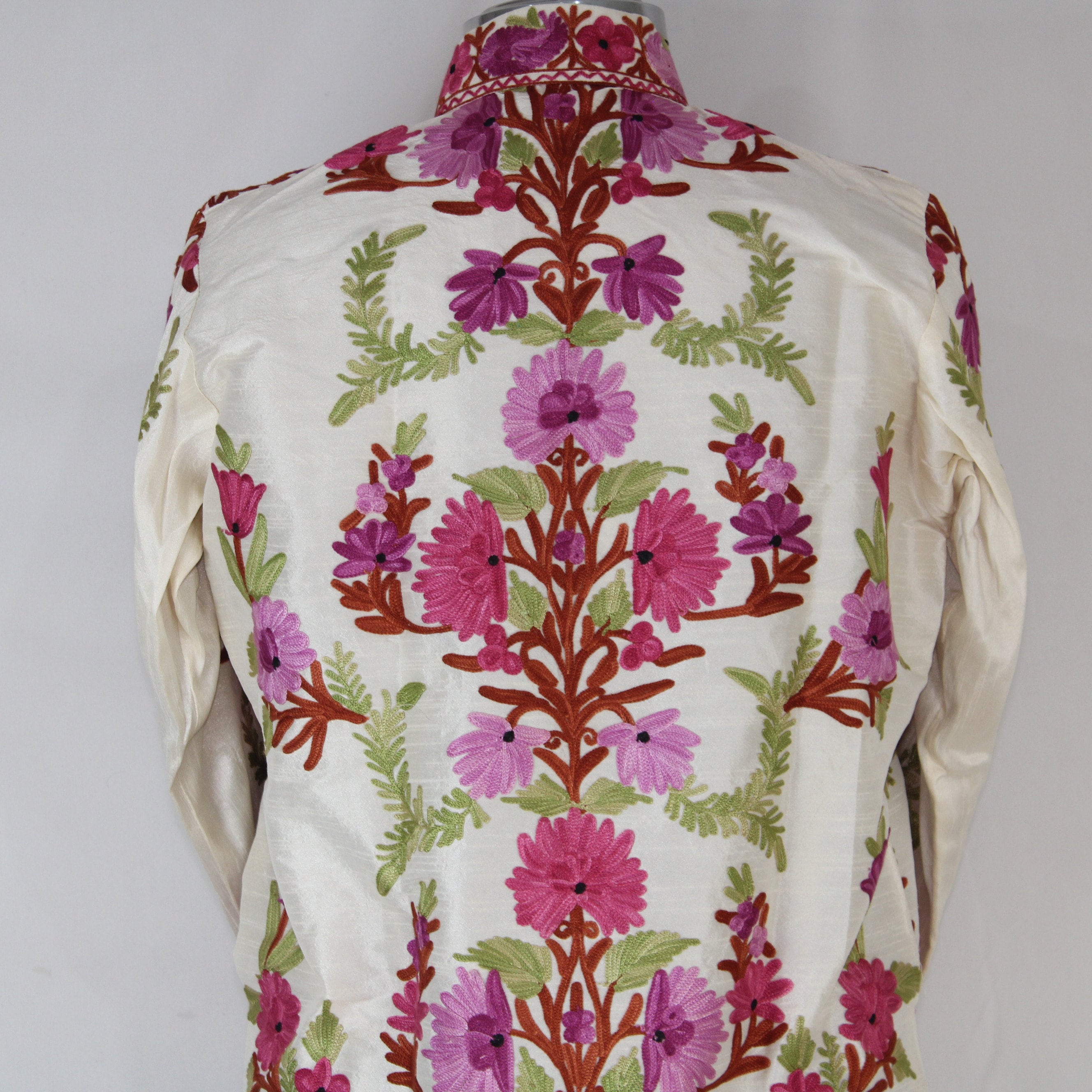 Bohemian Silk Kashmiri Jacket, Long Embroidered Coat, Elegant Summer Outfit, BATIN