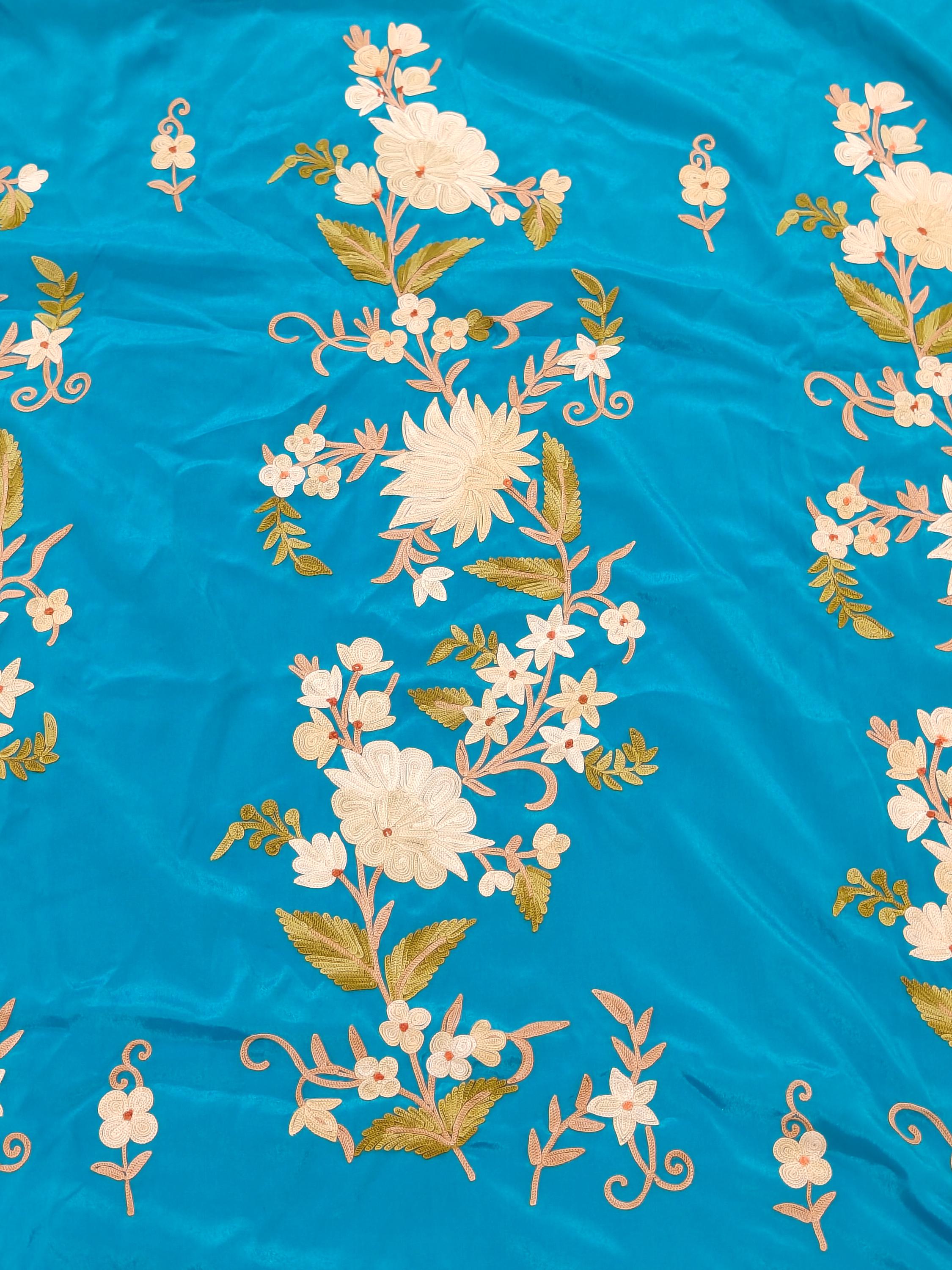 Kashmiri Crepe Silk Saree With Blouse, Kashmiri Sari, Indian Saree For Womens, Silk Crepe Saree for Weddings