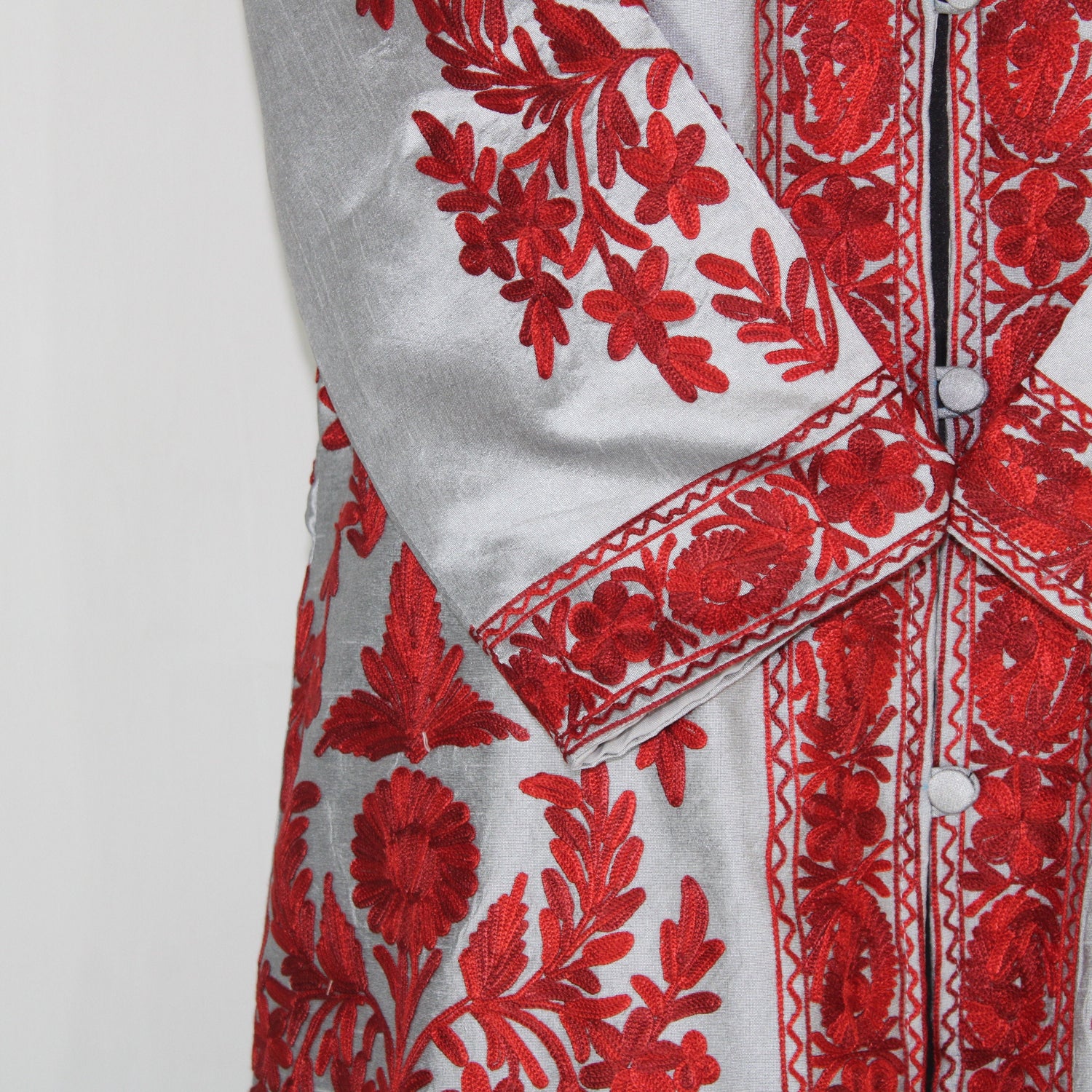 Kashmiri Jacket, embroidered silk jacket, long length coat, Bohemian Jacket, embroidered jacket, long embroidered coat, silk summer jacket