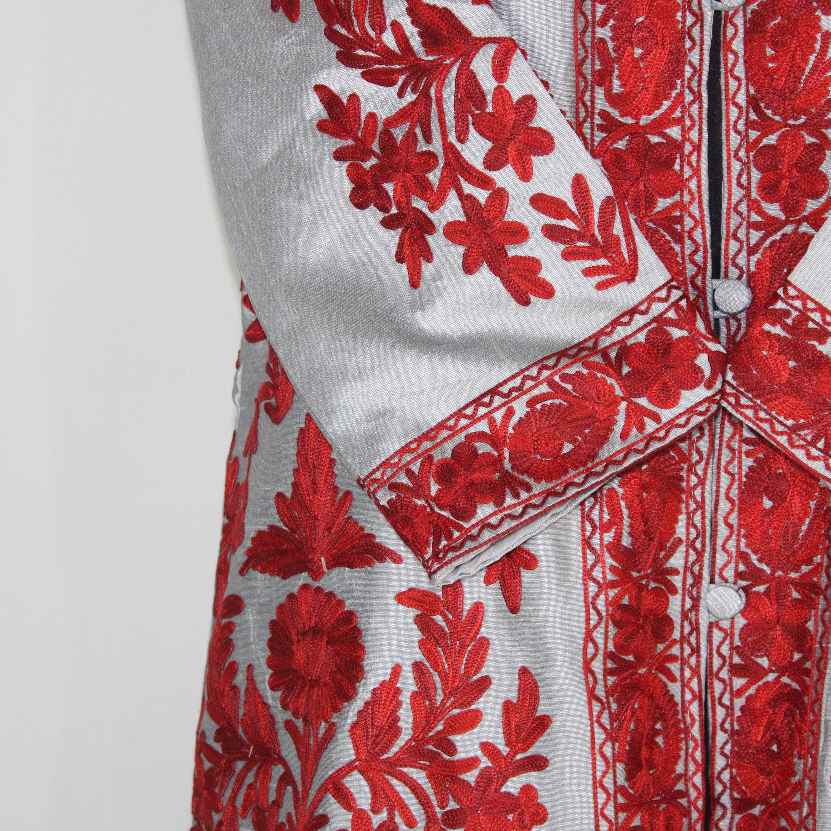 Kashmiri Jacket, embroidered silk jacket, long length coat, Bohemian Jacket, embroidered jacket, long embroidered coat, silk summer jacket