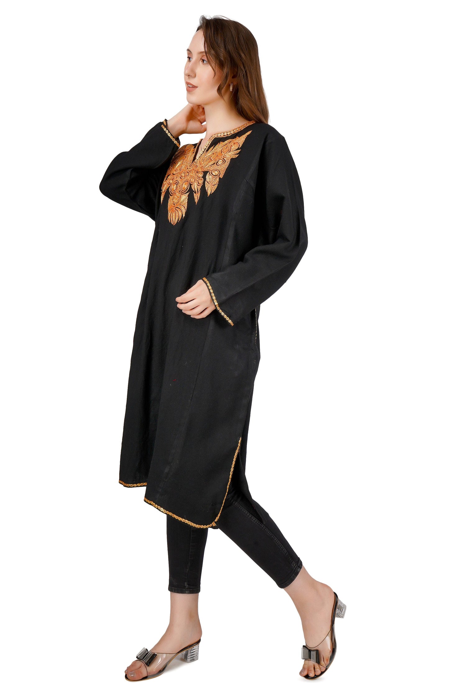Kashmiri Pheran, Tilla Embroidered Pheran, Women Tunics, Indian Kurtis, Ethnic Wear, Indo Western Wear, Traditional Pheran