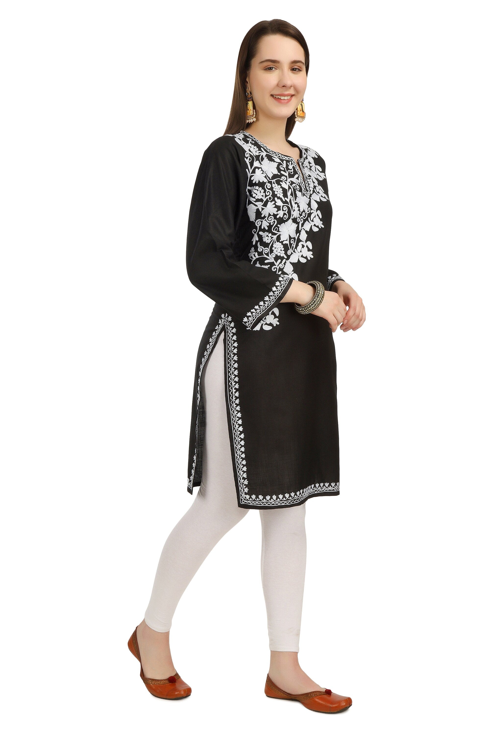 Aari Embroidered Cotton Kashmiri Kurti for Women,