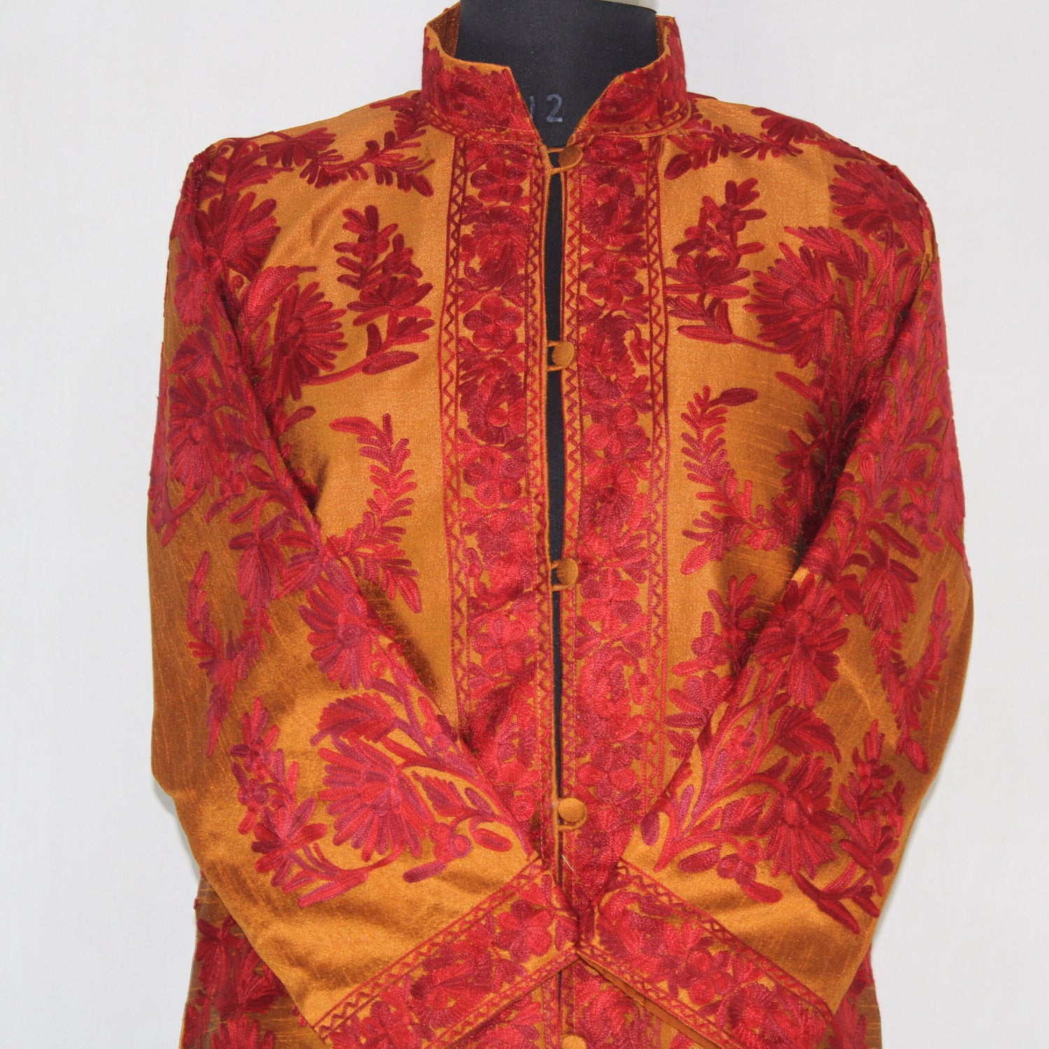 Kashmiri Jacket, embroidered silk jacket, long length coat, Bohemian Jacket, embroidered jacket, long embroidered coat, silk summer jacket