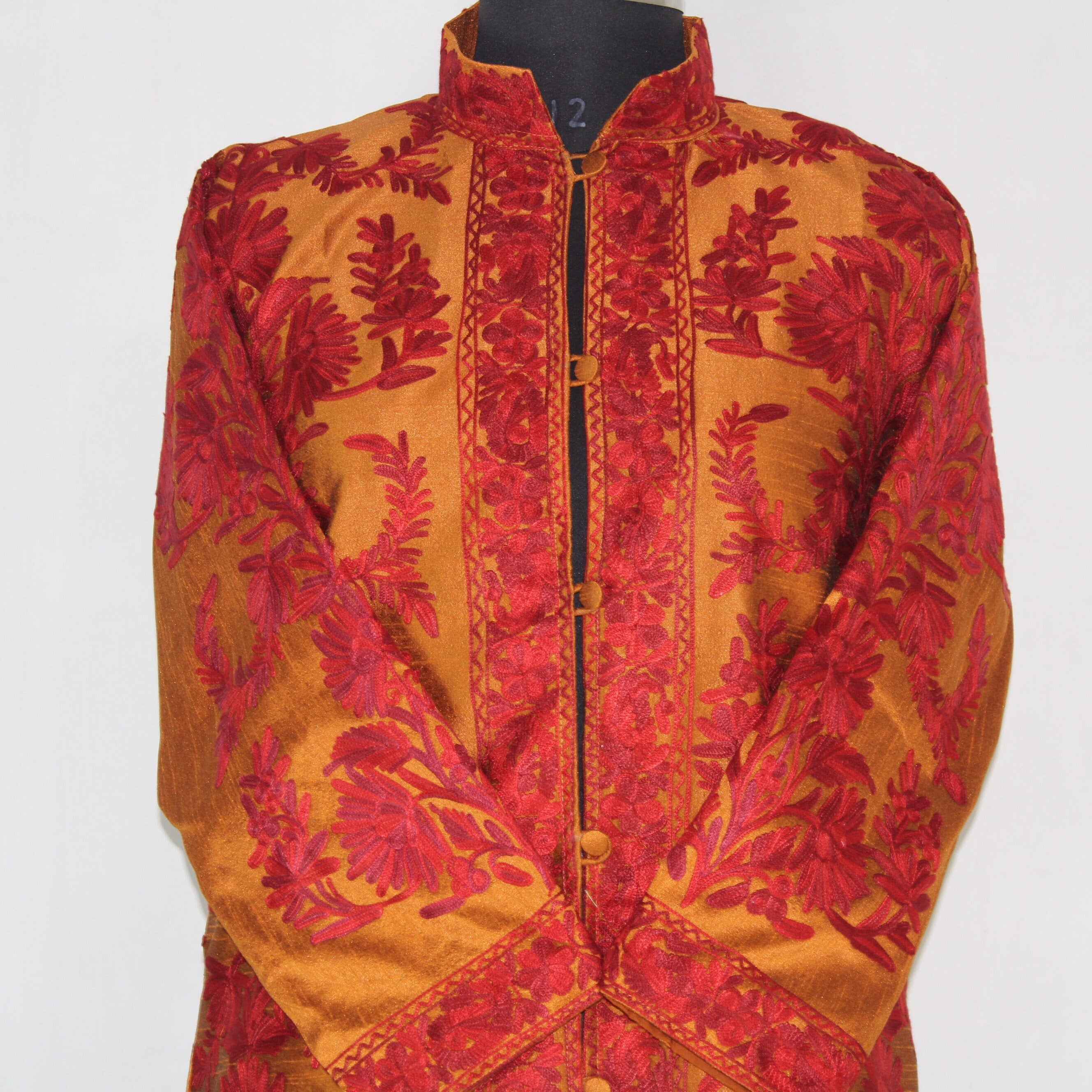 Kashmiri Jacket, embroidered silk jacket, long length coat, Bohemian Jacket, embroidered jacket, long embroidered coat, silk summer jacket
