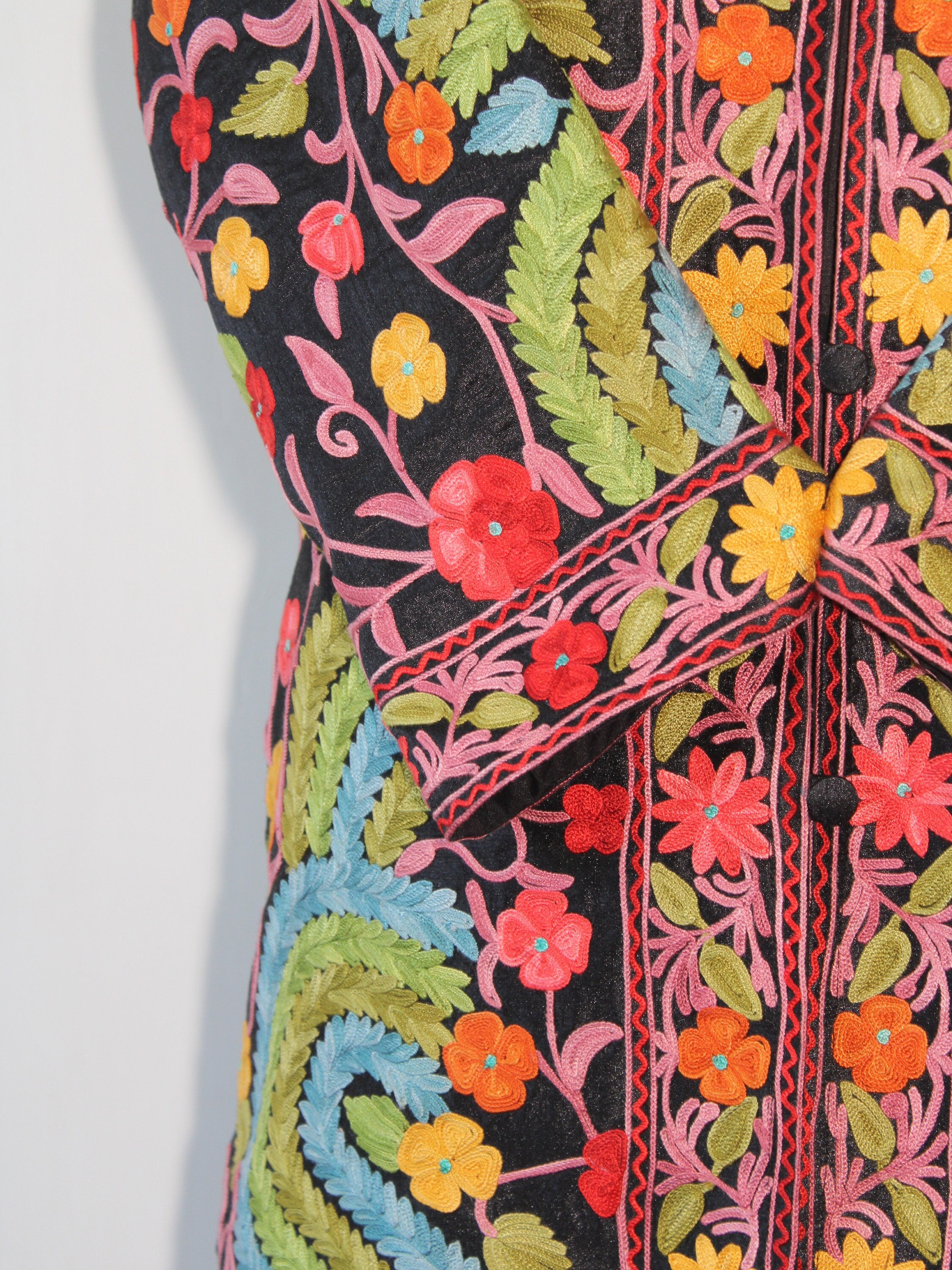 Kashmiri Jacket, Embroidered Silk Jacket, Long Length Coat, Bohemian Jacket, Embroidered Jacket, Long Embroidered Coat, Wool Winter Jacket - BATIN