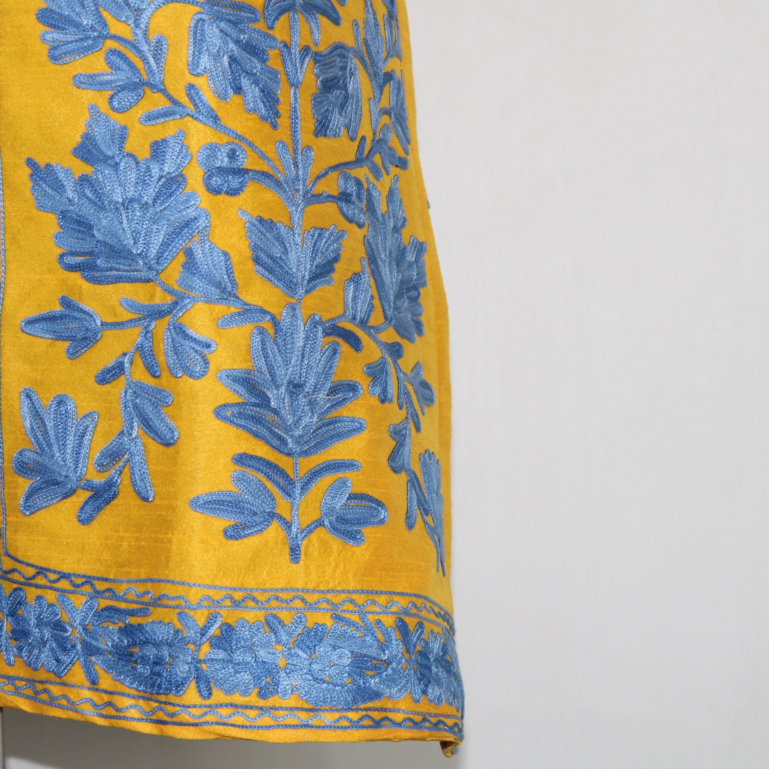 Kashmiri Jacket, embroidered silk jacket, long length coat, Bohemian Jacket, embroidered jacket, long embroidered coat, silk summer jacket