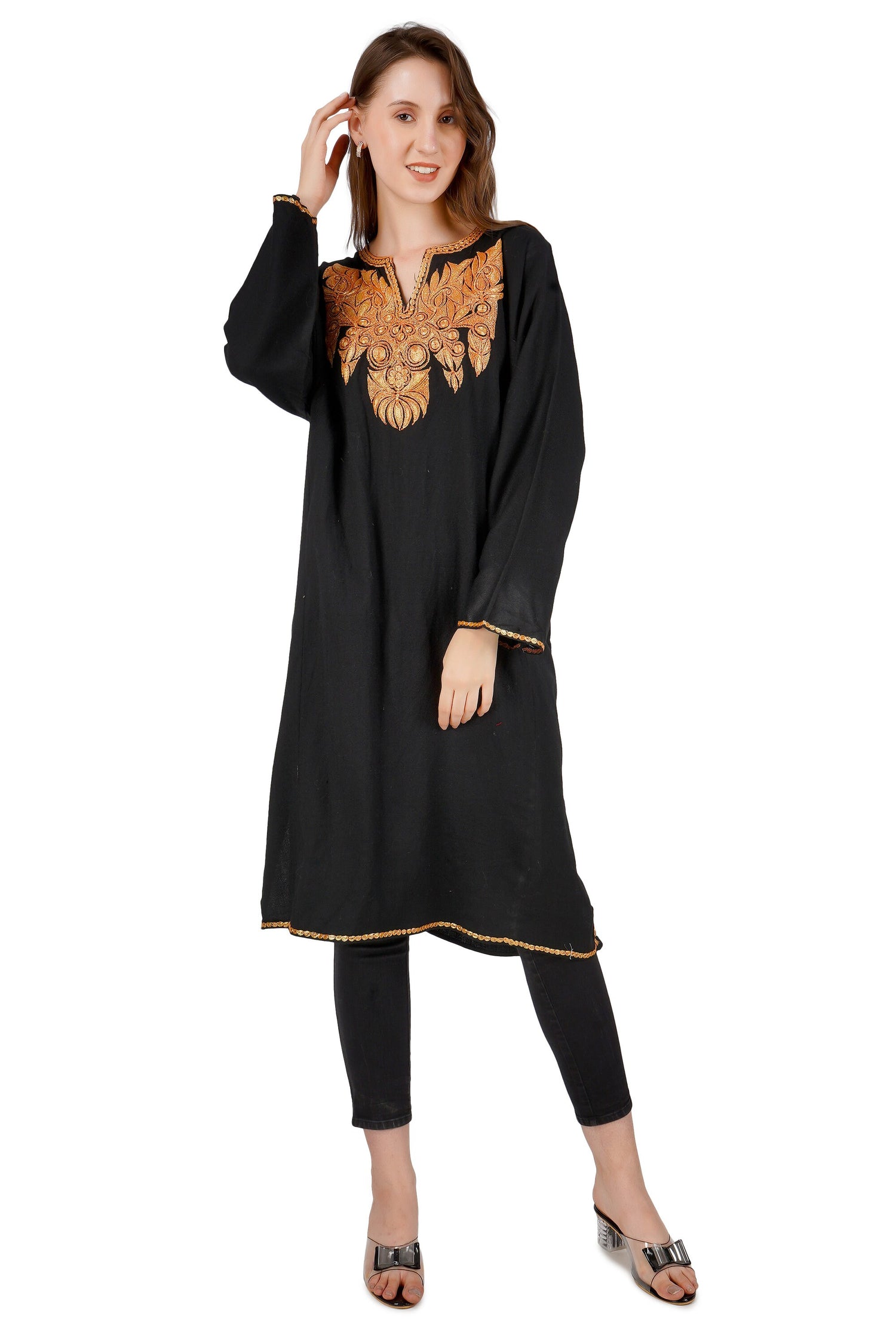 Kashmiri Pheran, Tilla Embroidered Pheran, Women Tunics, Indian Kurtis, Ethnic Wear, Indo Western Wear, Traditional Pheran