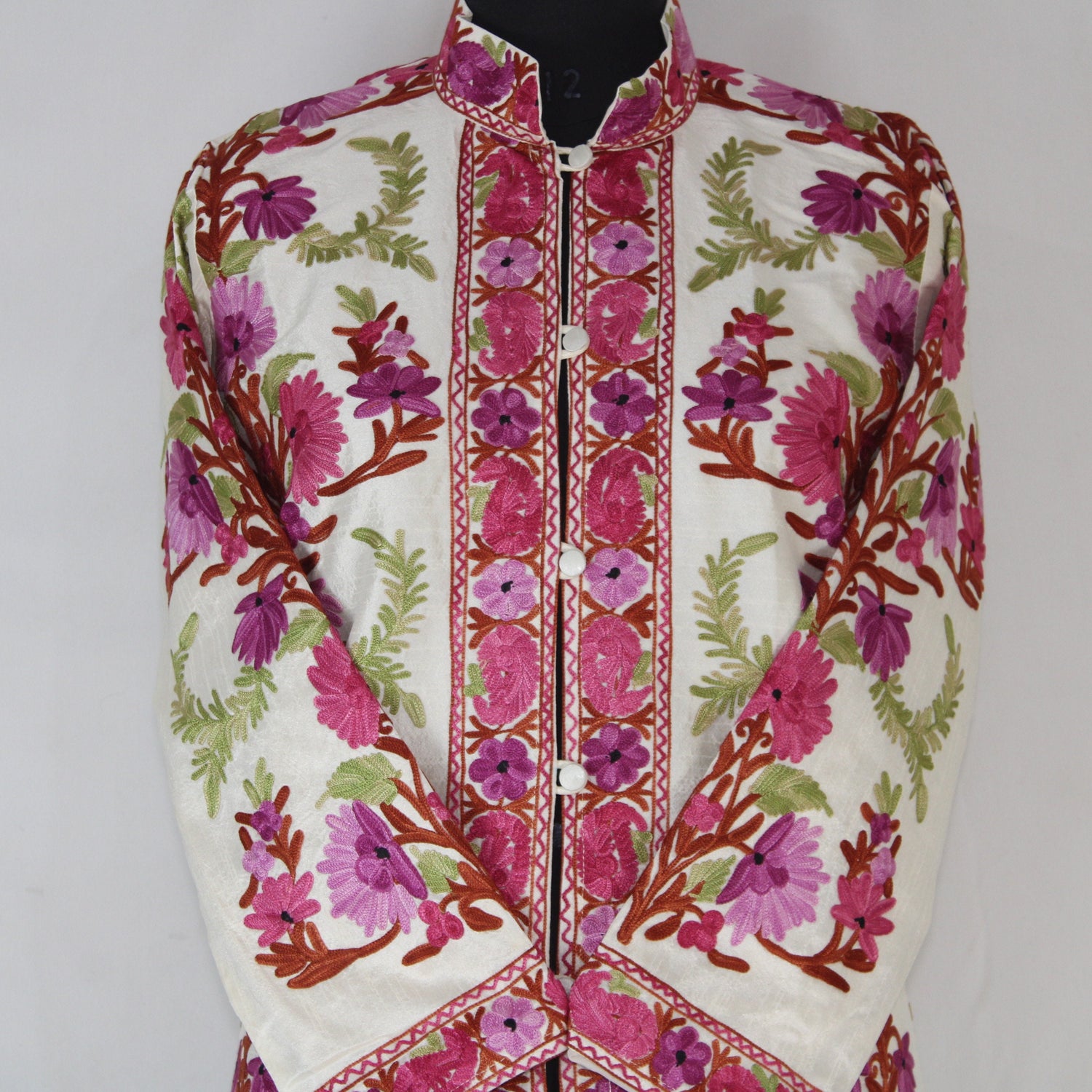 Bohemian Silk Kashmiri Jacket, Long Embroidered Coat, Elegant Summer Outfit, BATIN