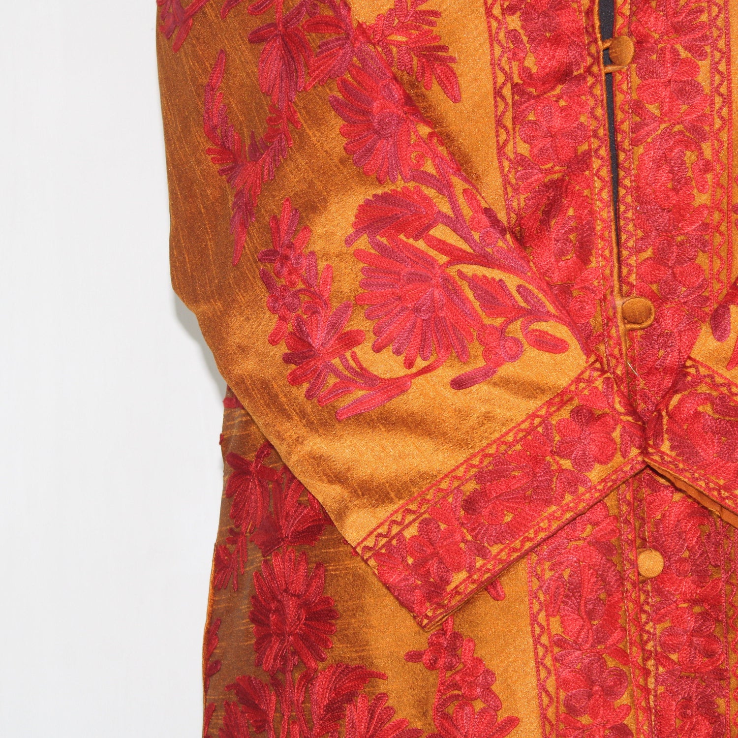 Kashmiri Jacket, embroidered silk jacket, long length coat, Bohemian Jacket, embroidered jacket, long embroidered coat, silk summer jacket