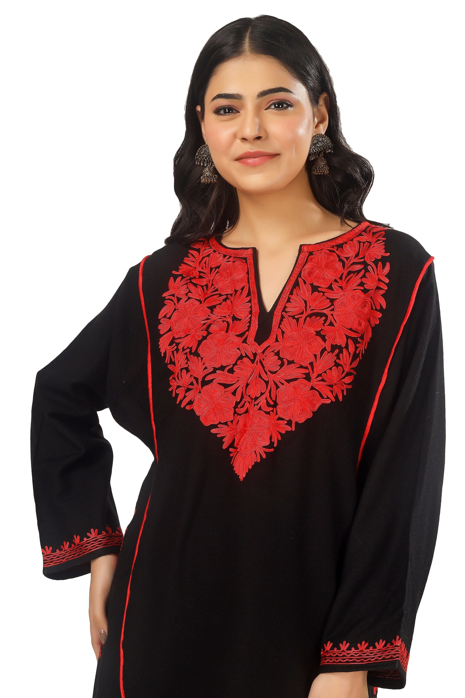 Kashmiri Pheran, Aari Embroidered Pheran, Women Tunics, Indian Kurtis, Ethnic Wear, Indo Western Wear, Traditional Pheran