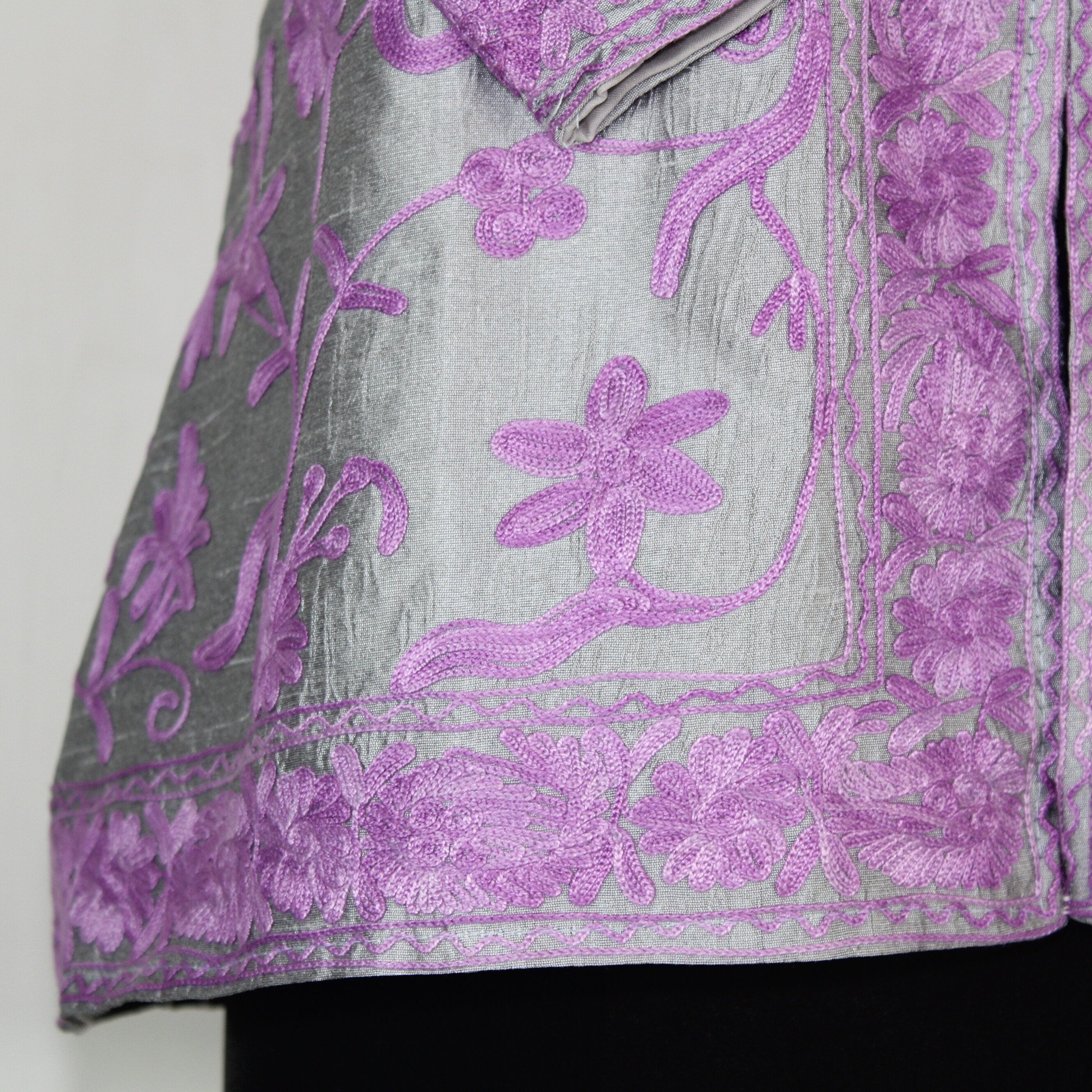 Kashmiri Jacket, embroidered silk jacket, short length coat, Bohemian Jacket, embroidered jacket, short embroidered coat, silk summer jacket