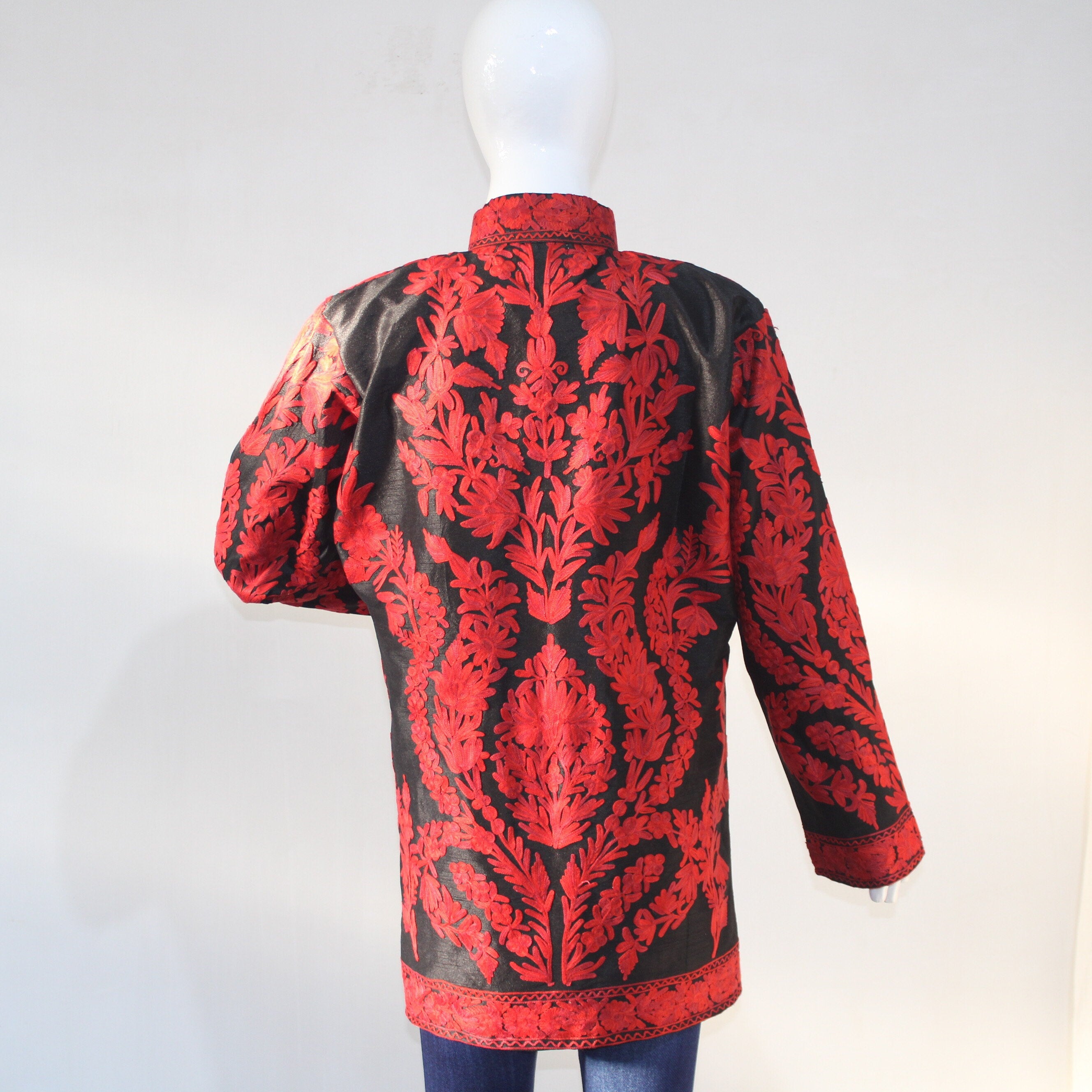 Kashmiri Bohemian Jacket, Short Embroidered wool Coat, Ethnic winter Outerwear, Handcrafted Fashion - BATIN