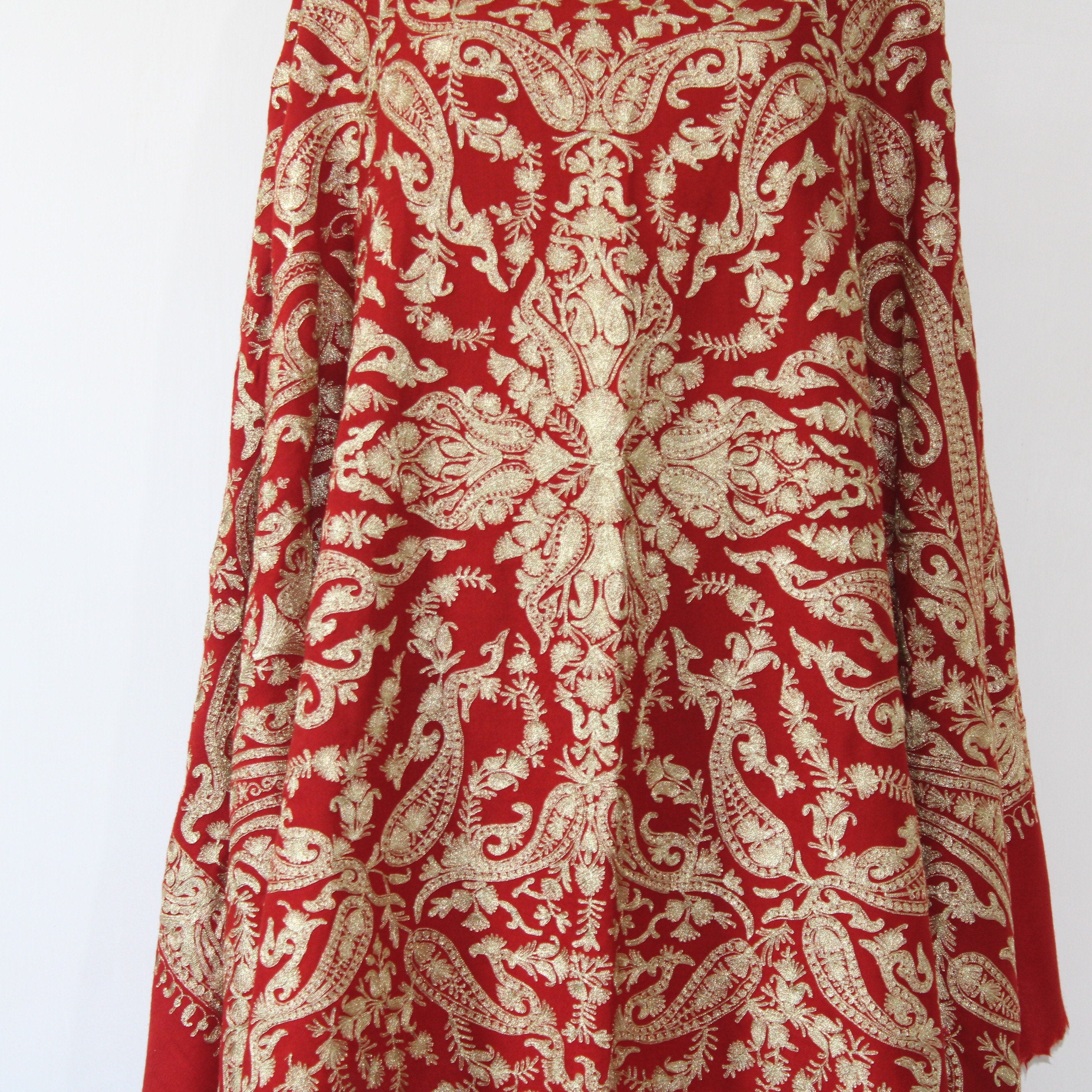 Bridal Embroidered Shawl, Kashmiri Tilla Shawl For Women, Indian Wedding Shawl, Bridal Cover Up Wrap, Zari Embroidered Cashmere Shawl
