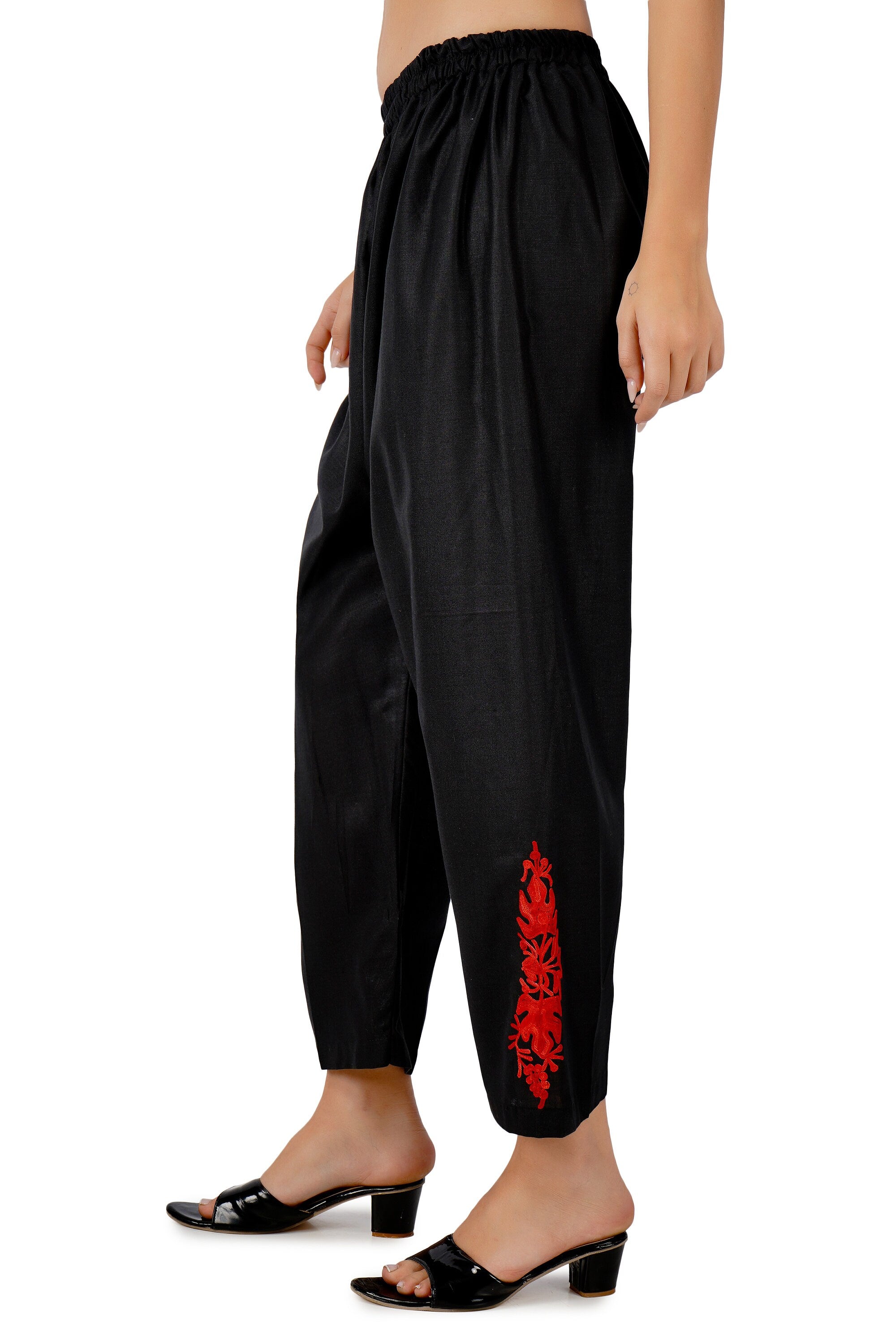 Kashmiri Aari Embroidered Cotton Co-Ord Set, Embroidered Kaftan Top and Pant, Women&