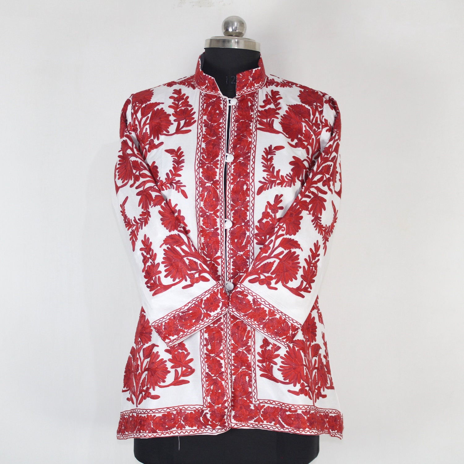 Kashmiri Jacket, embroidered silk jacket, short length coat, Bohemian Jacket, embroidered jacket, short embroidered coat, silk summer jacket