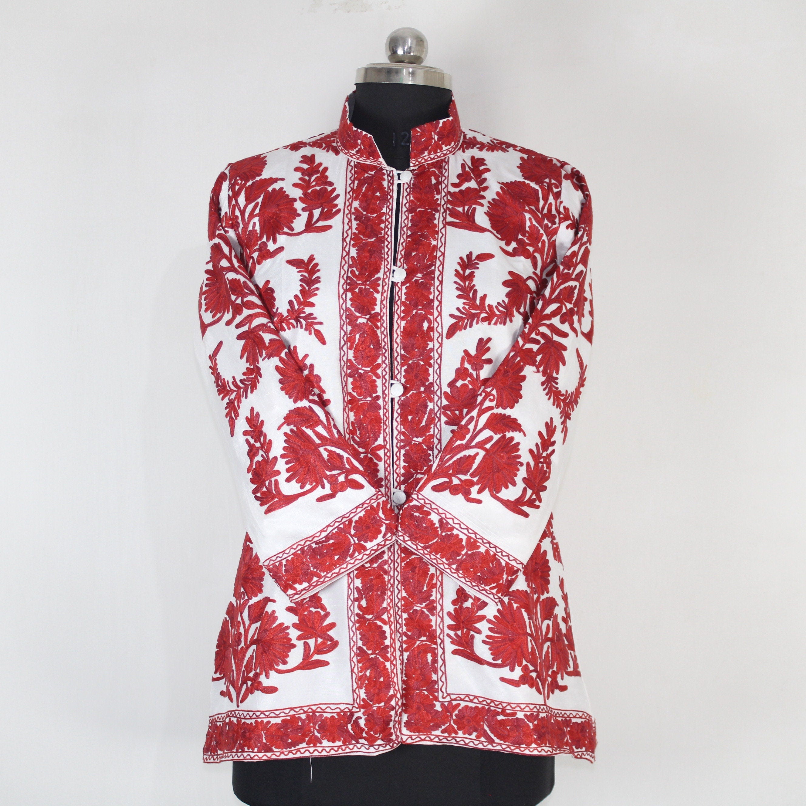 Kashmiri Jacket, embroidered silk jacket, short length coat, Bohemian Jacket, embroidered jacket, short embroidered coat, silk summer jacket