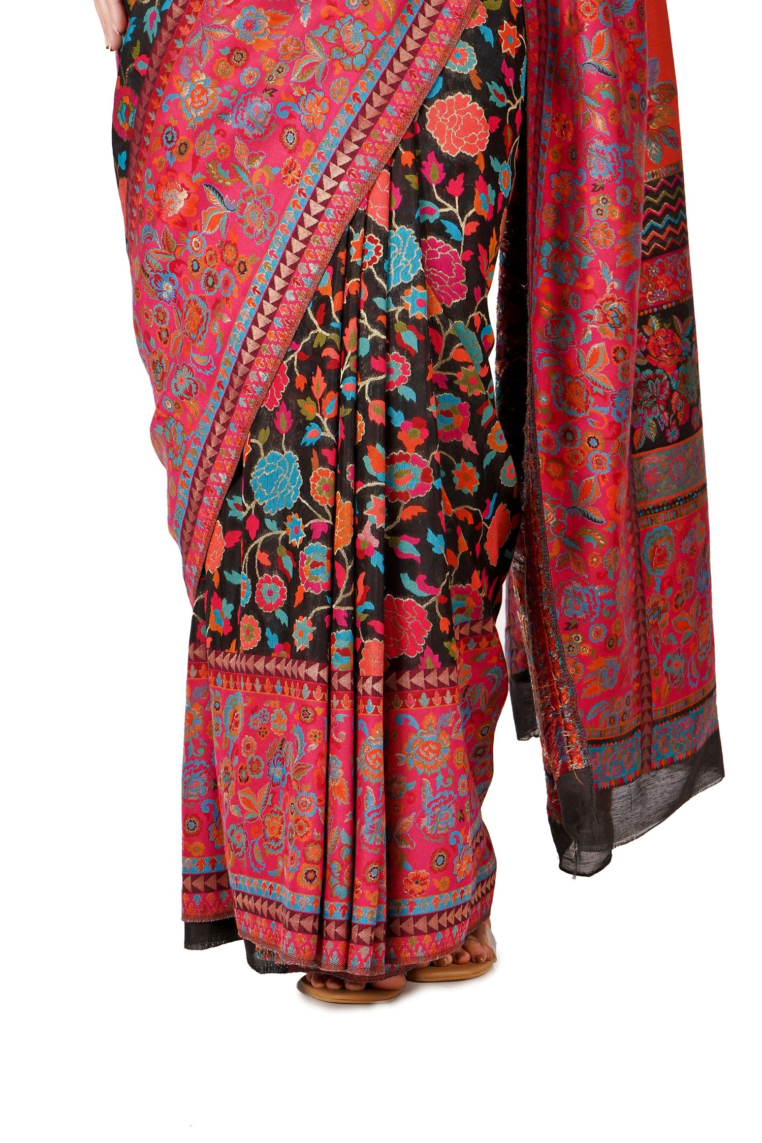 Jamawar Kashmiri Kani Silk Saree With Blouse, Black Sari, Indian Saree For Women, Pure Silk Woven Saree for Weddings, Partywear Saree