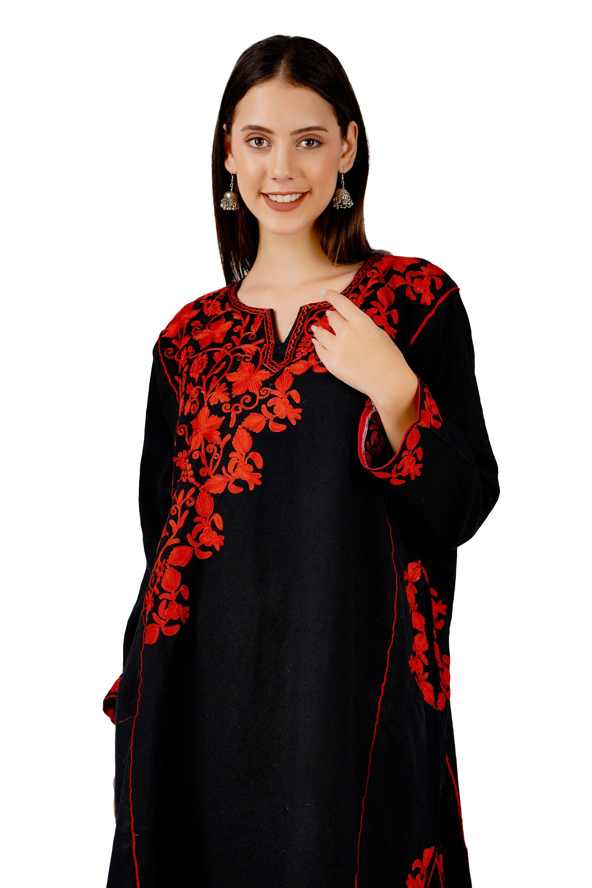 Kashmiri Pheran, Aari Embroidered Pheran, Women Tunics, Indian Kurtis, Ethnic Wear, Indo Western Wear, Traditional Pheran