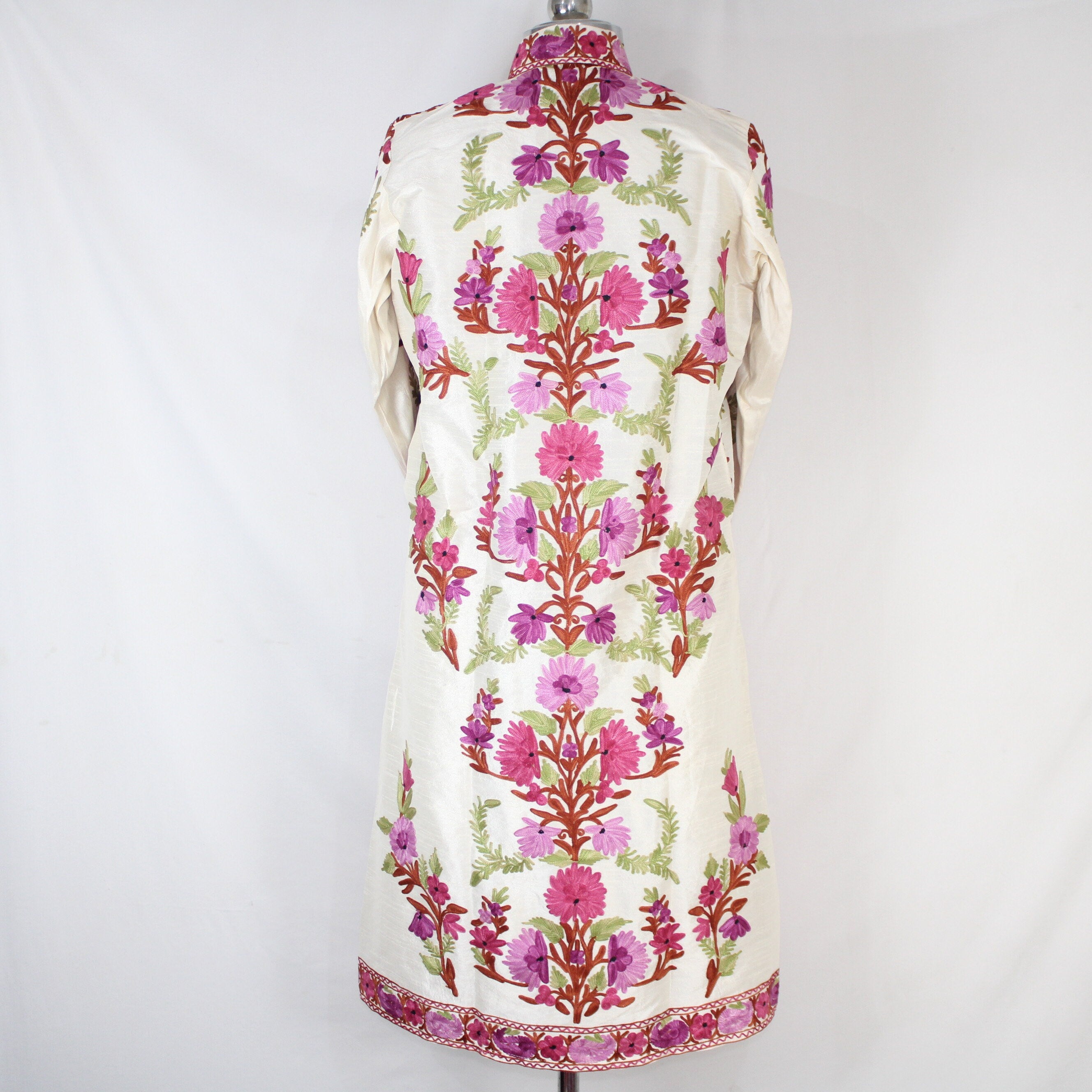Bohemian Silk Kashmiri Jacket, Long Embroidered Coat, Elegant Summer Outfit, BATIN