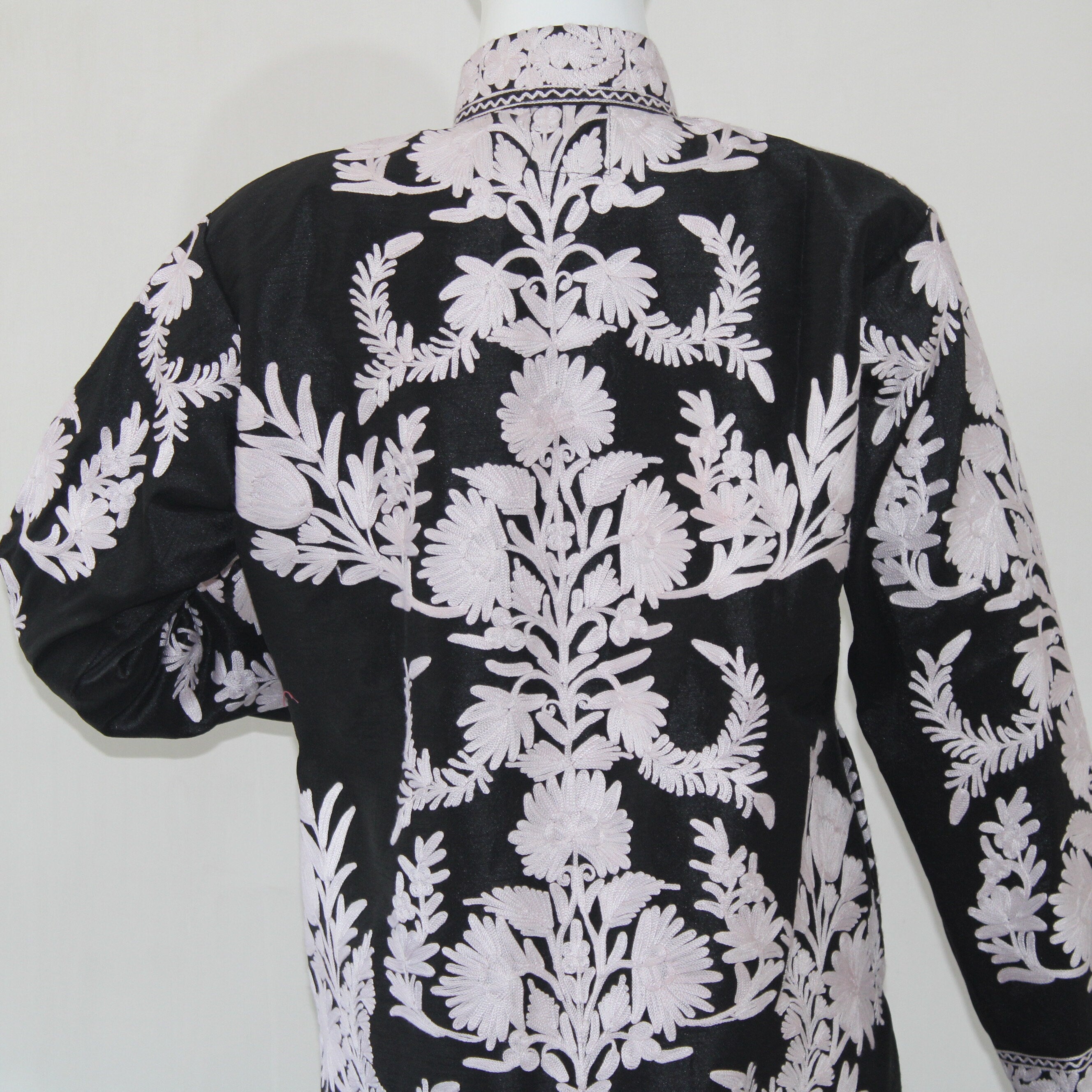 Kashmiri Jacket, embroidered silk jacket, long length coat, Bohemian Jacket, embroidered jacket, long embroidered coat, silk summer jacket