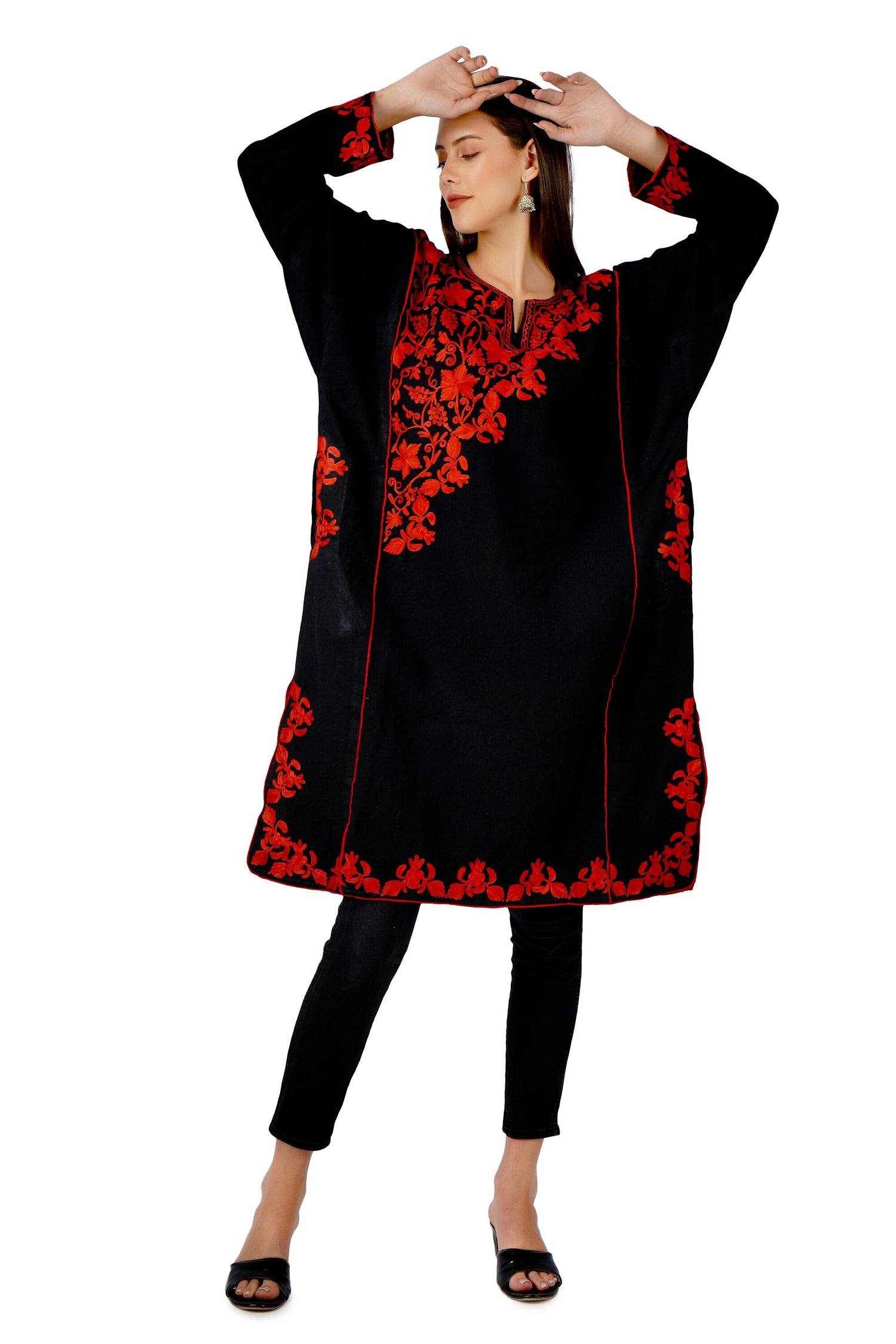 Kashmiri Pheran, Aari Embroidered Pheran, Women Tunics, Indian Kurtis, Ethnic Wear, Indo Western Wear, Traditional Pheran