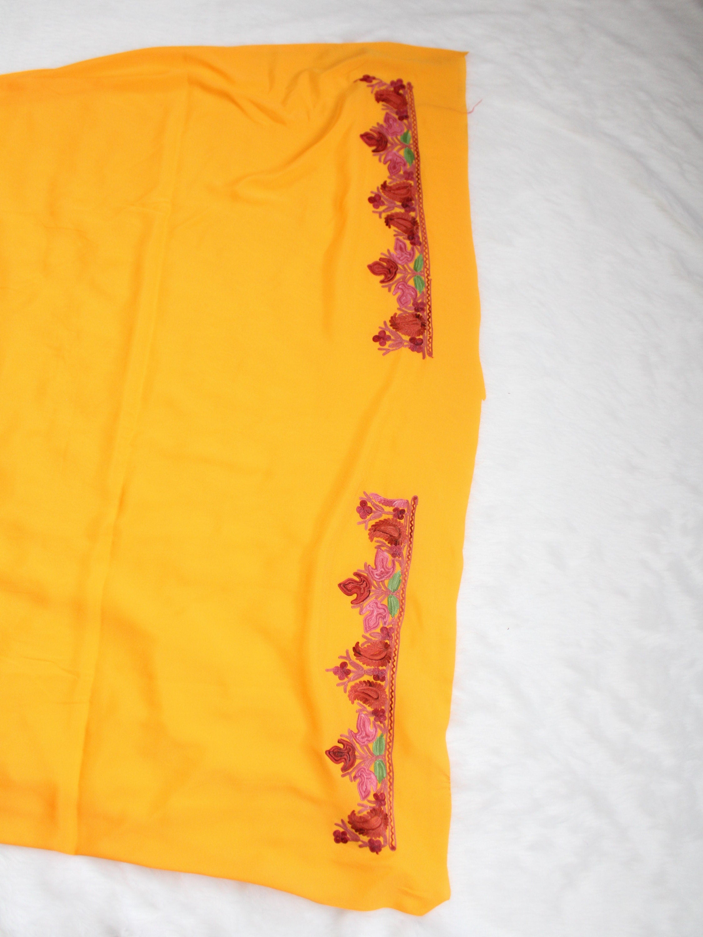 Traditional Kashmiri Saree with Stunning Embroidery - Crepe Sari with Aariwork Blouse
