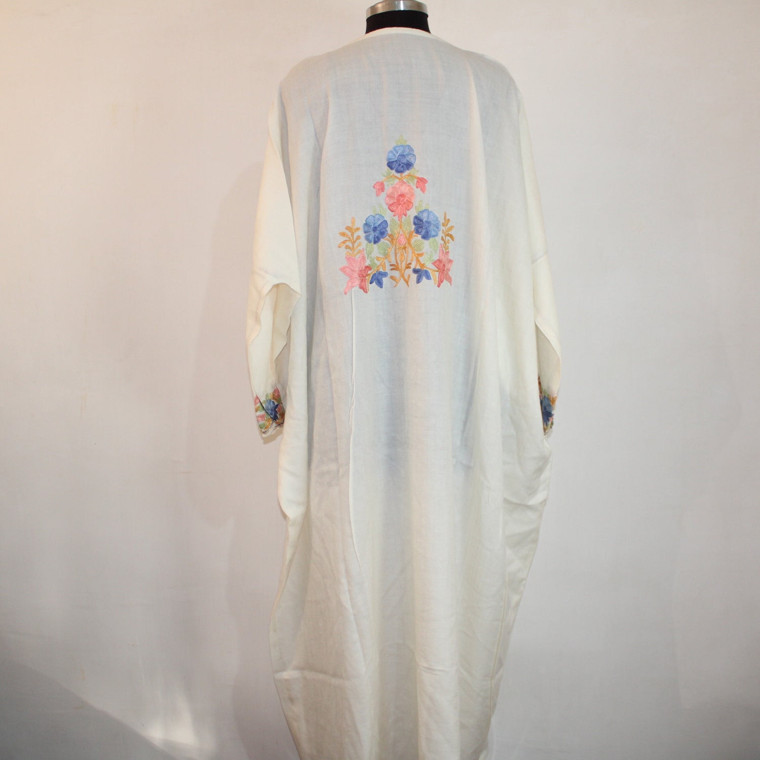 Kashmiri Aari Embroidered pure merino wool Kaftan for Women, Handmade Kaftan Dress for Girls,