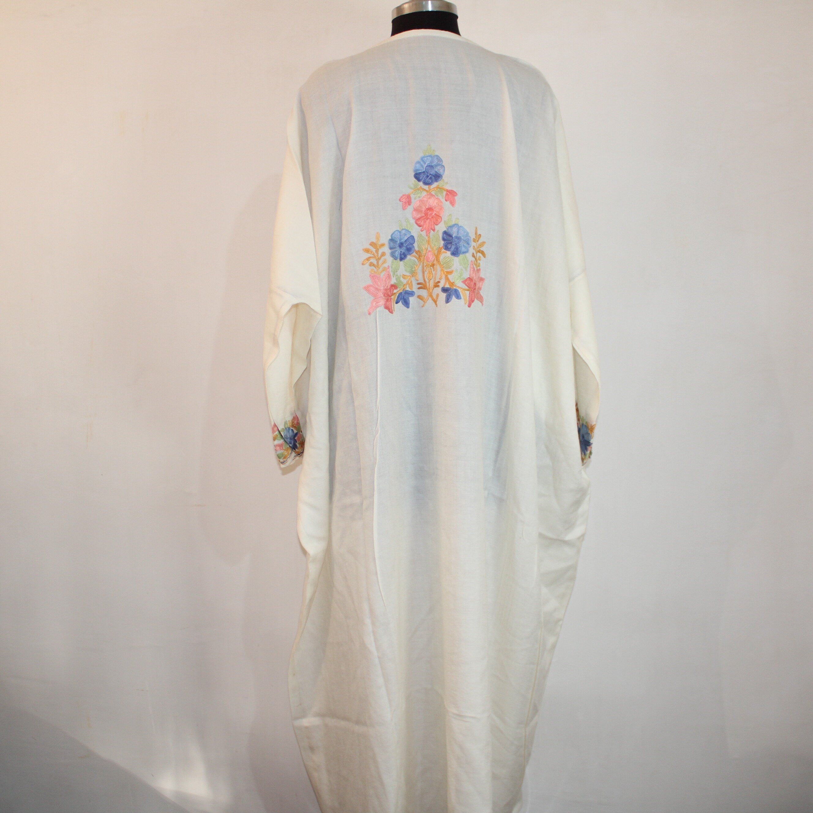 Kashmiri Aari Embroidered pure merino wool Kaftan for Women, Handmade Kaftan Dress for Girls,
