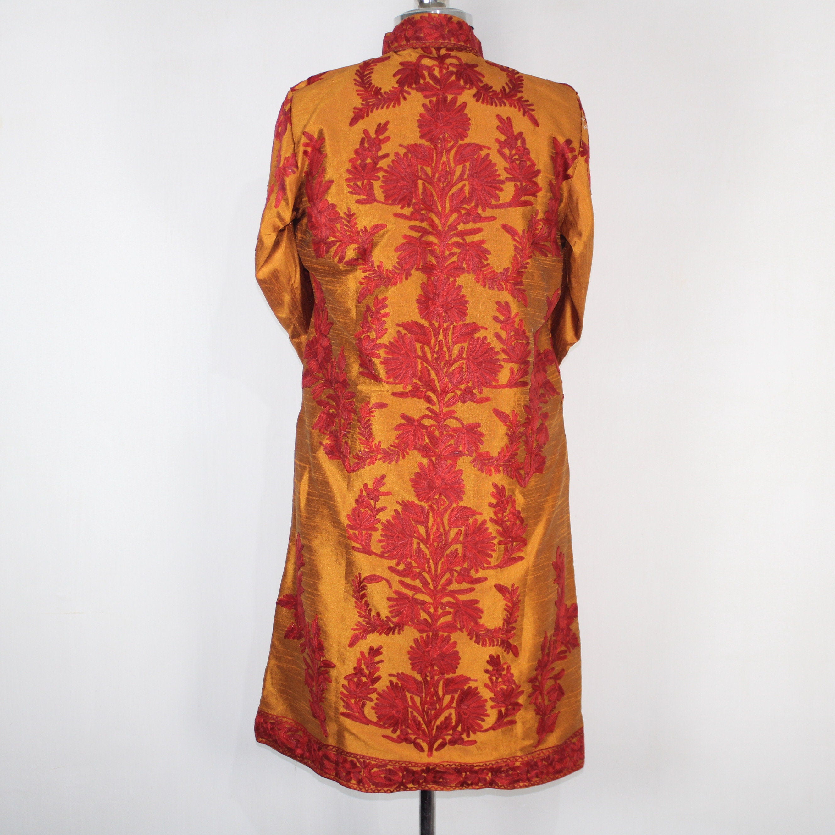 Kashmiri Jacket, embroidered silk jacket, long length coat, Bohemian Jacket, embroidered jacket, long embroidered coat, silk summer jacket