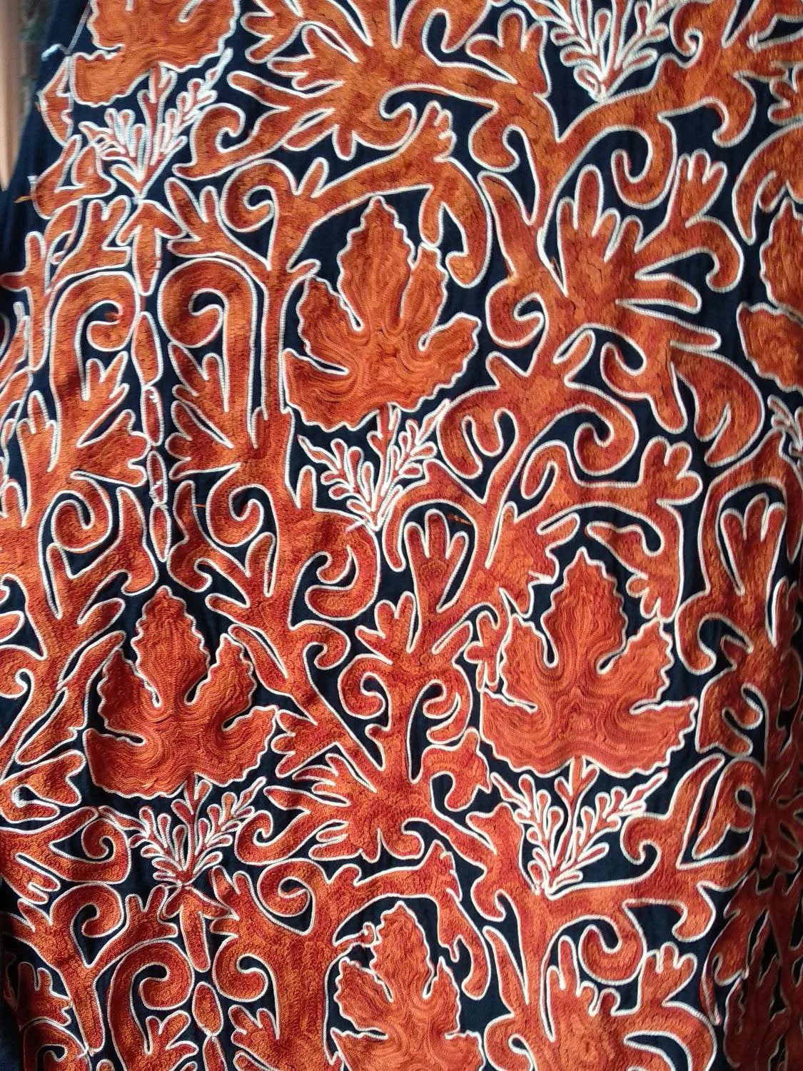 Kashmiri Aari Embroidered Purewool Jacket, Long Coat For Women BATIN