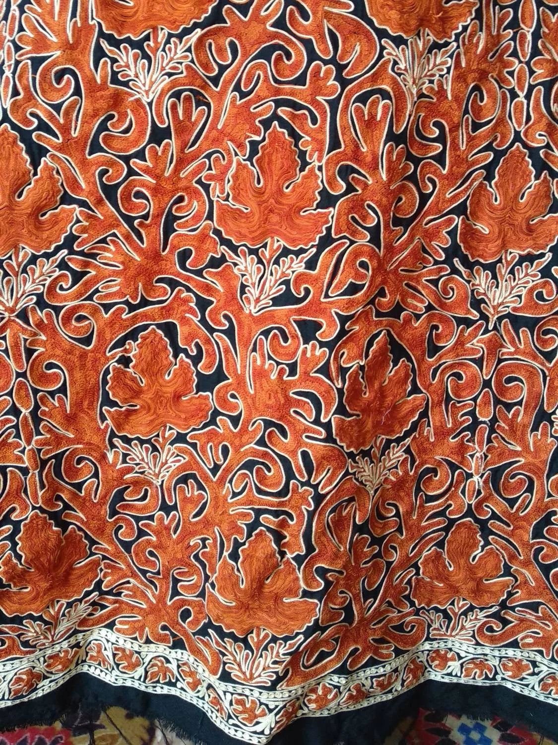 Kashmiri Aari Embroidered Purewool Jacket, Long Coat For Women BATIN