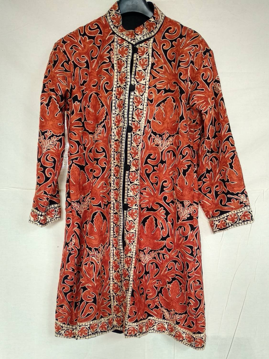 Kashmiri Aari Embroidered Purewool Jacket, Long Coat For Women - BATIN