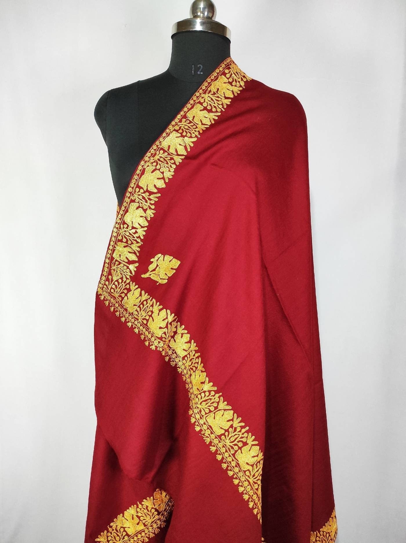 Woolen embroidered shawl, Kashmiri Embroidery tilla Shawl, metallic Embroidered Shawl, Kashmiri Shawl For Women,tilla Shawl,maroon shawl BATIN