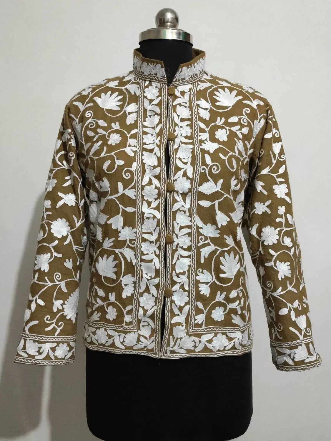 Kashmiri Jacket, Embroidered Wool Jacket, Short Length Coat, Bohemian Jacket, Embroidered Jacket, Short Embroidered Coat, Pashmina Jacket - BATIN